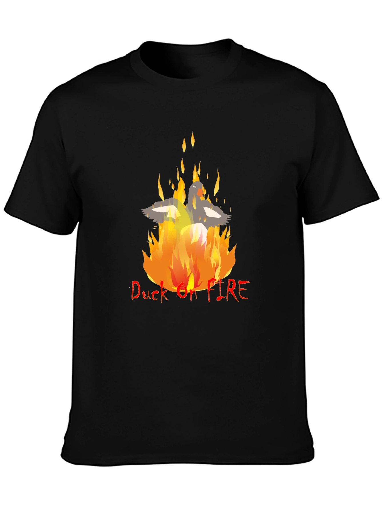 Duck On Fire T-Shirt - Black Cotton Blend Graphic Tee
