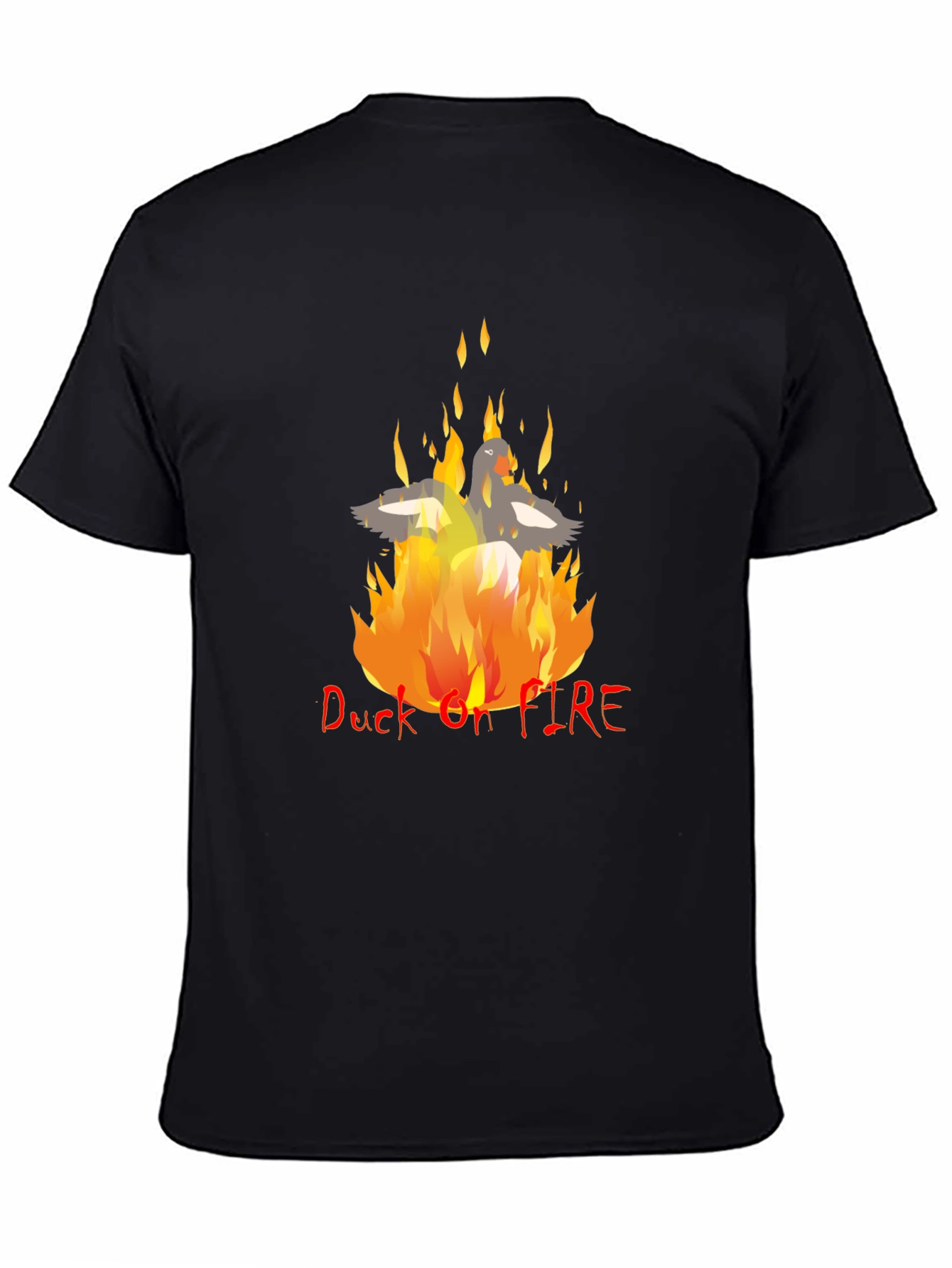 Duck On Fire T-Shirt - Black Cotton Blend Graphic Tee
