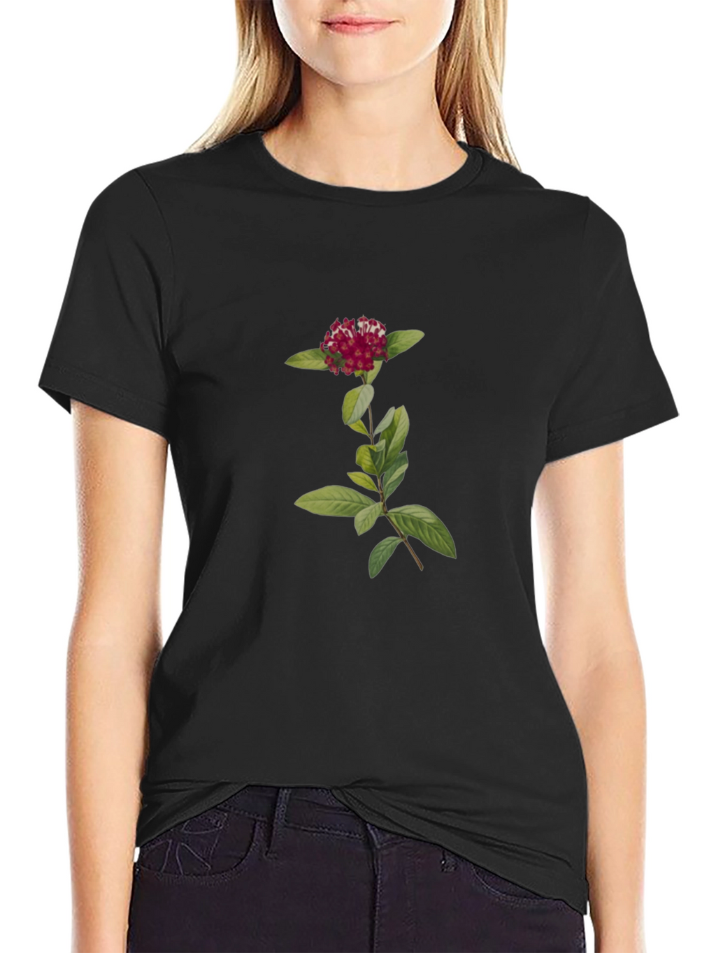 Botanical Black Tee - Flower Graphic