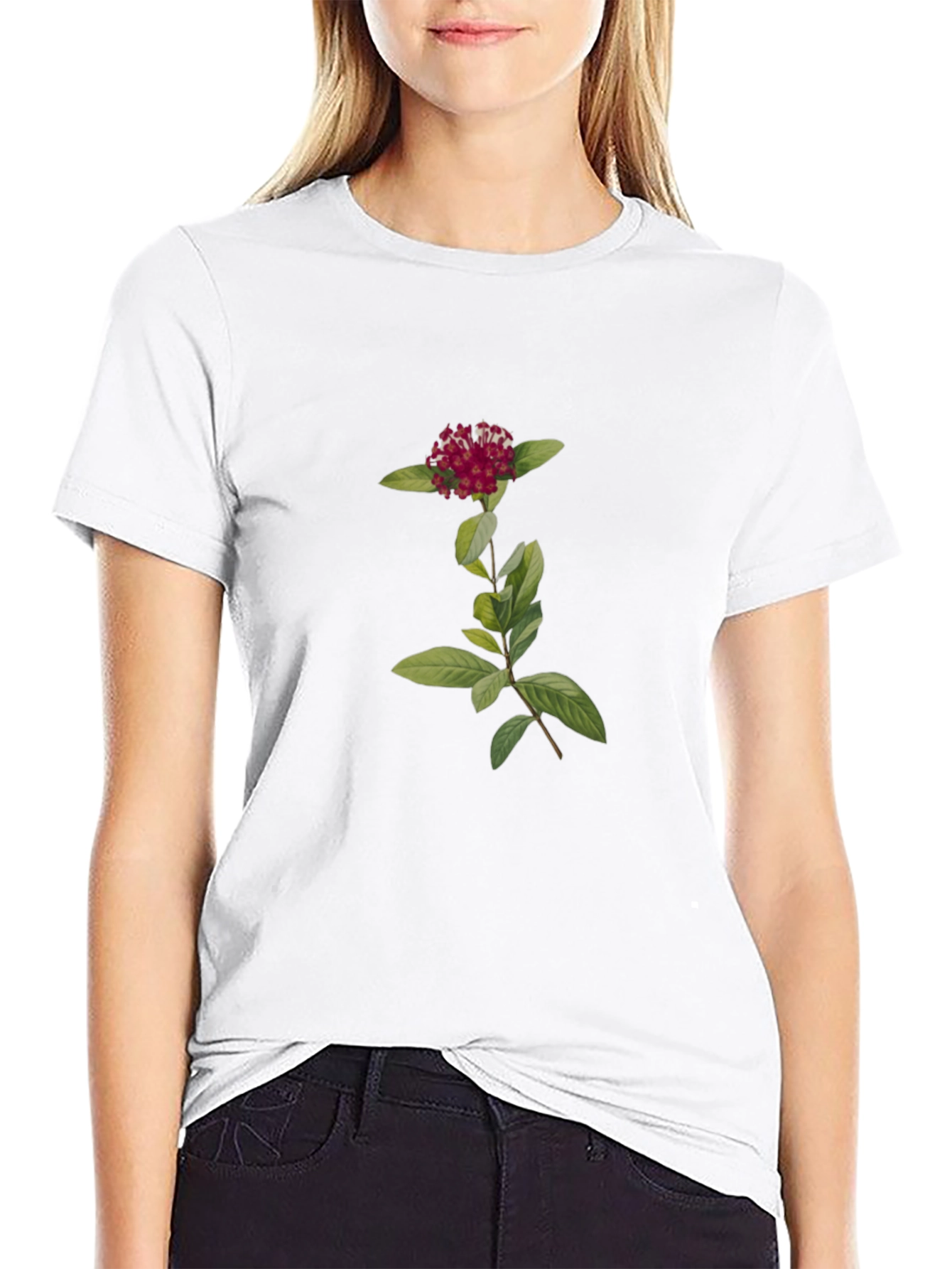 Botanical Black Tee - Flower Graphic