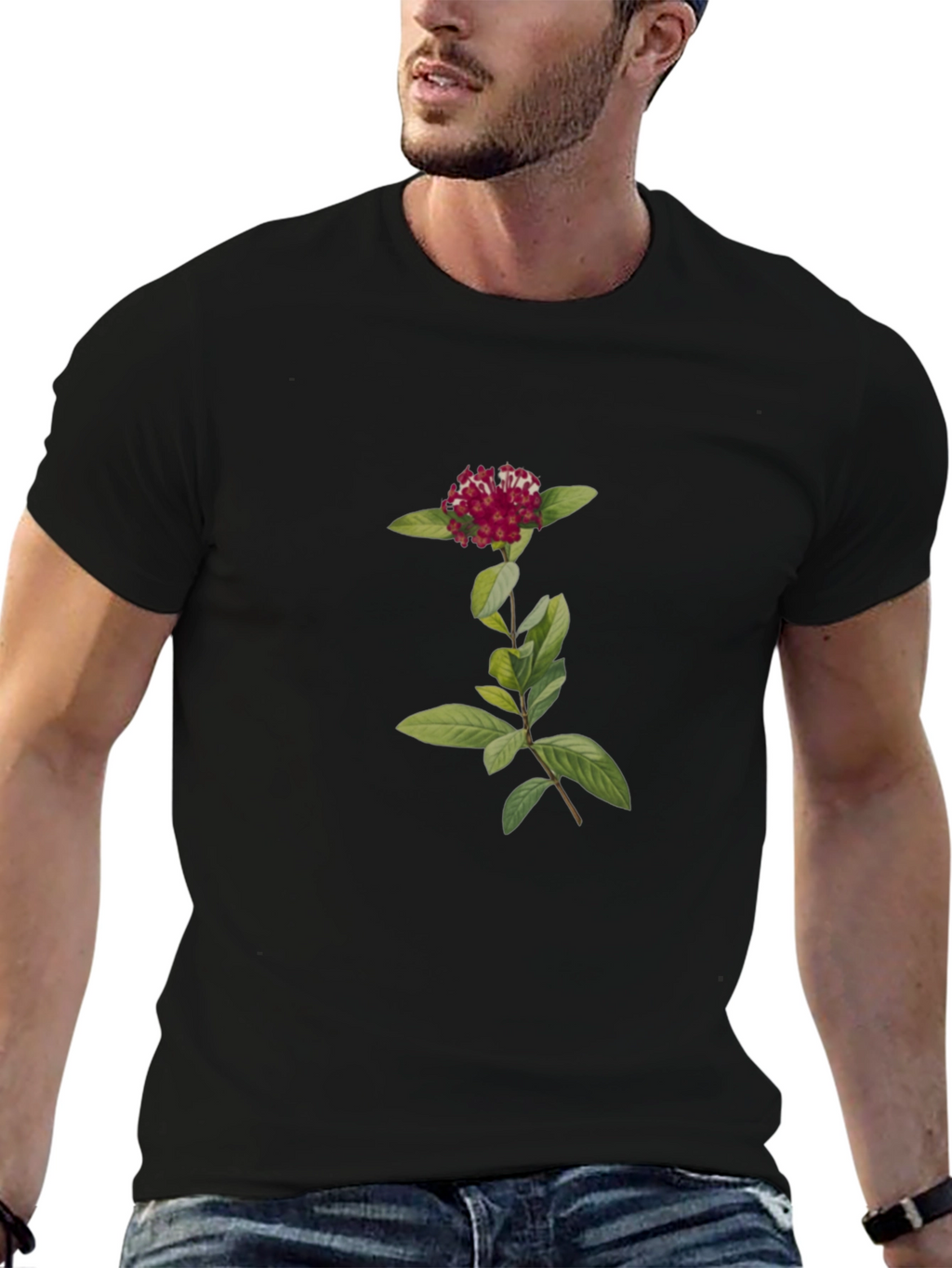 Botanical Black Tee - Flower Graphic