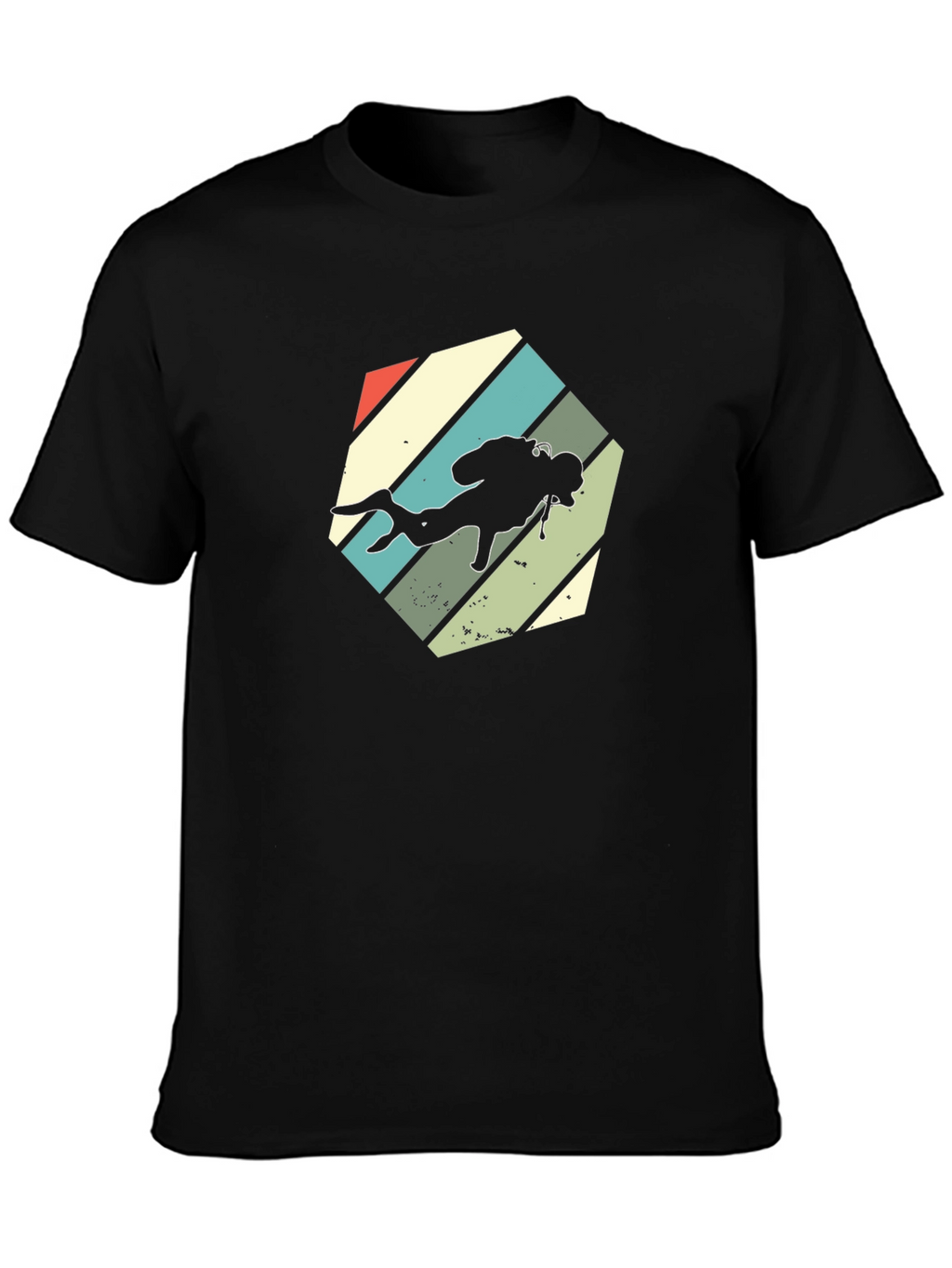 Retro Scuba Diver Graphic T-Shirt - Black