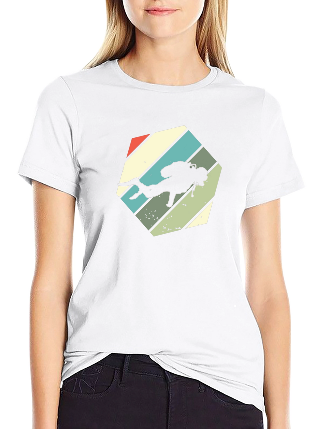 Retro Scuba Diver Graphic T-Shirt - Black