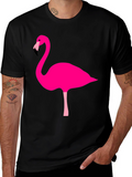 Flamingo Graphic Tee - Black Cotton Casual Shirt