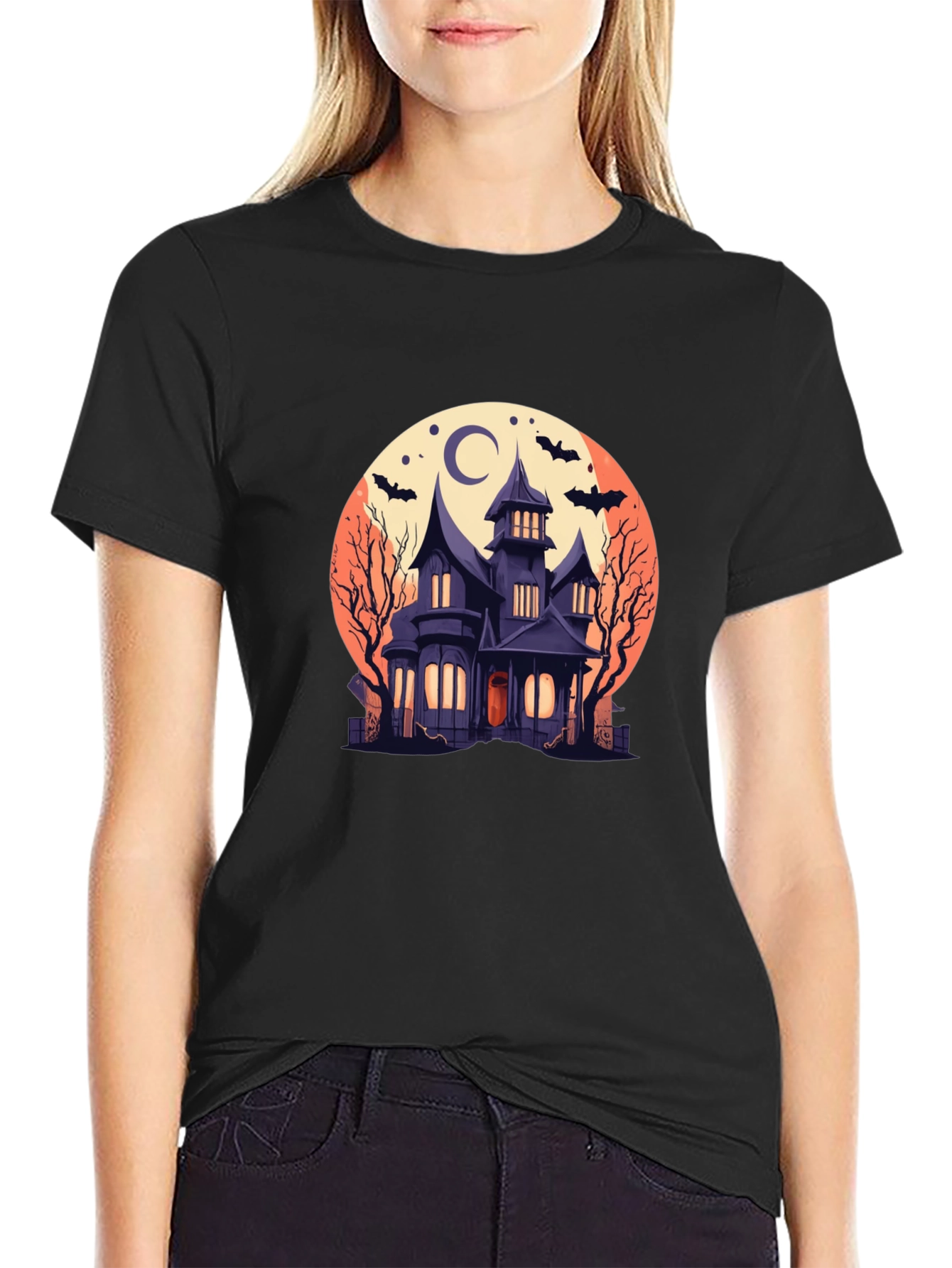 Halloween Haunted House Graphic Tee
