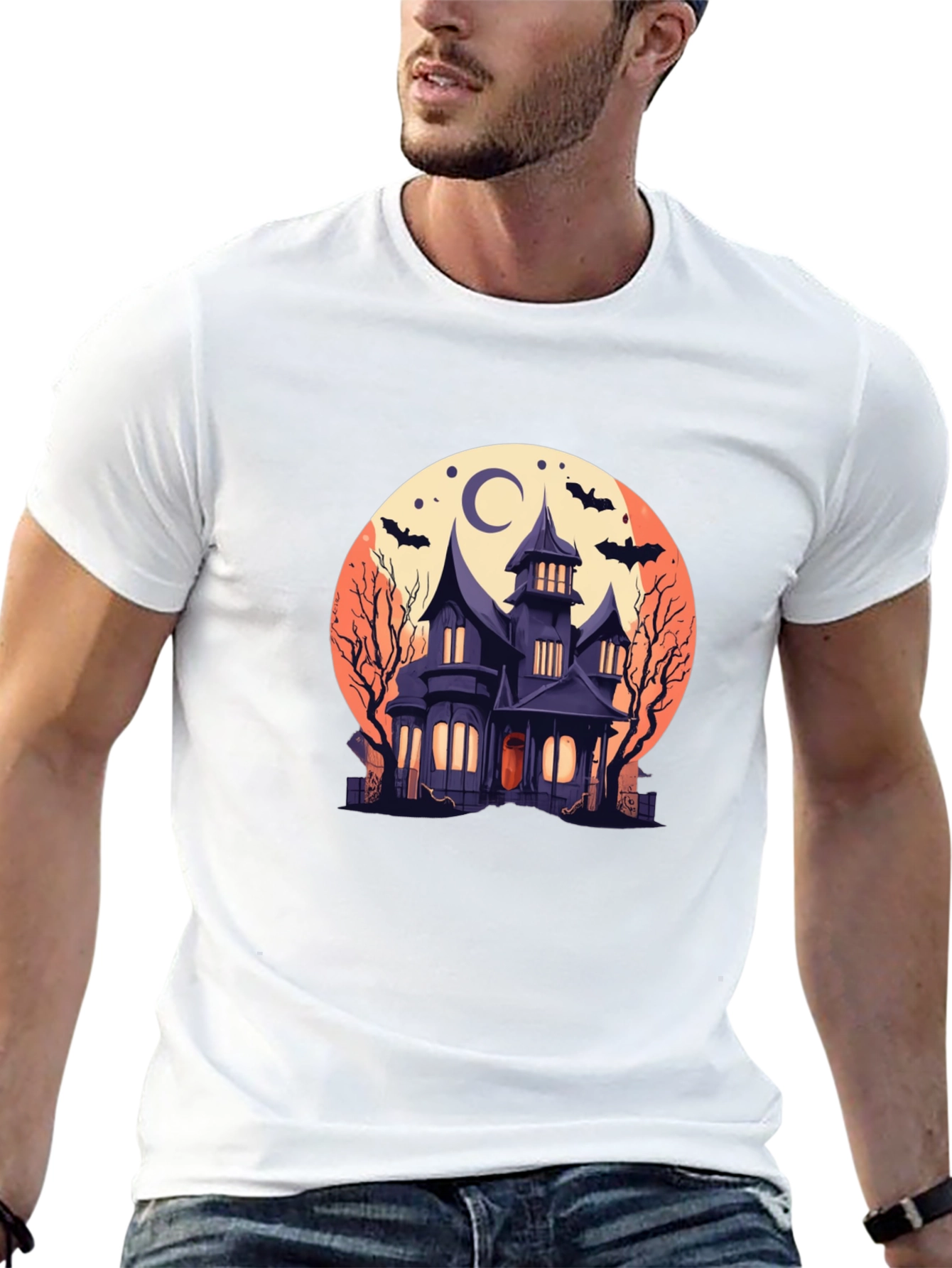 Halloween Haunted House Graphic Tee