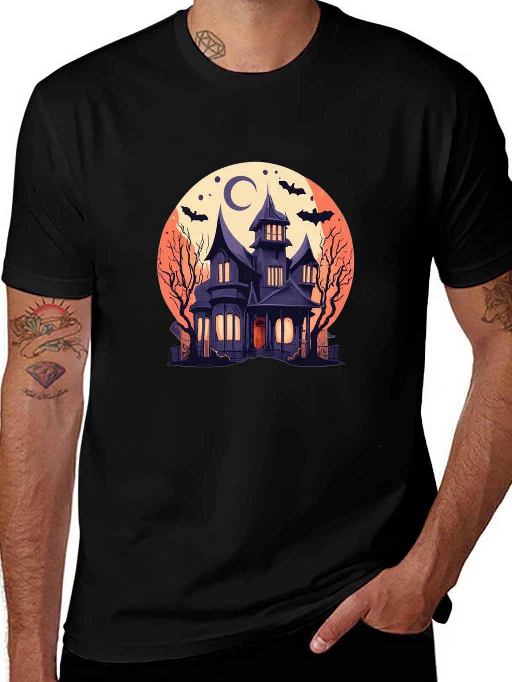 Halloween Haunted House Graphic Tee