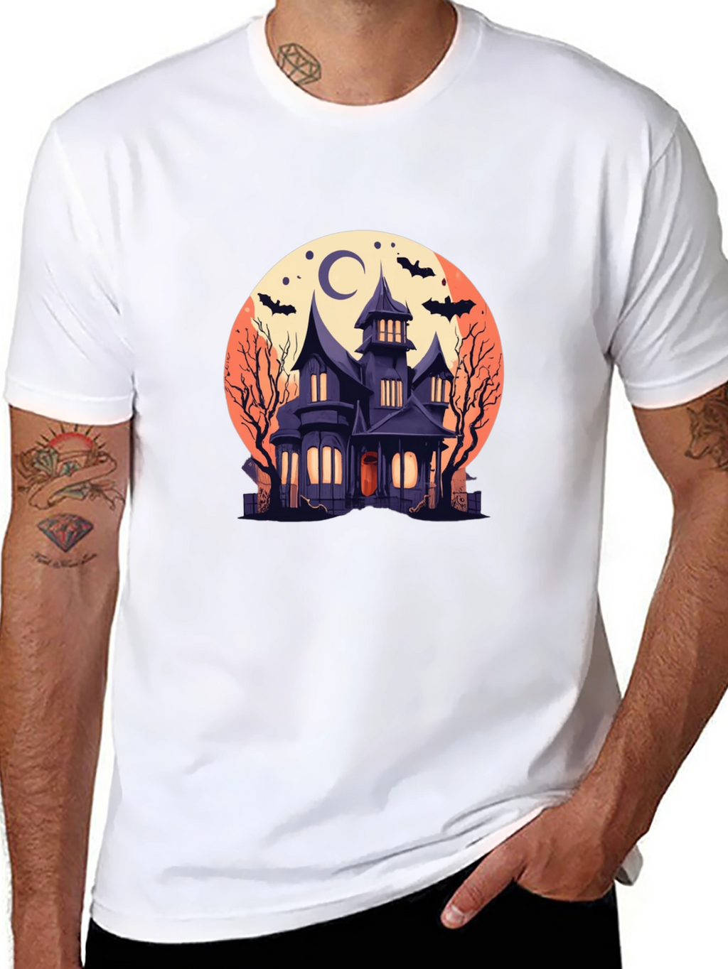 Halloween Haunted House Graphic Tee