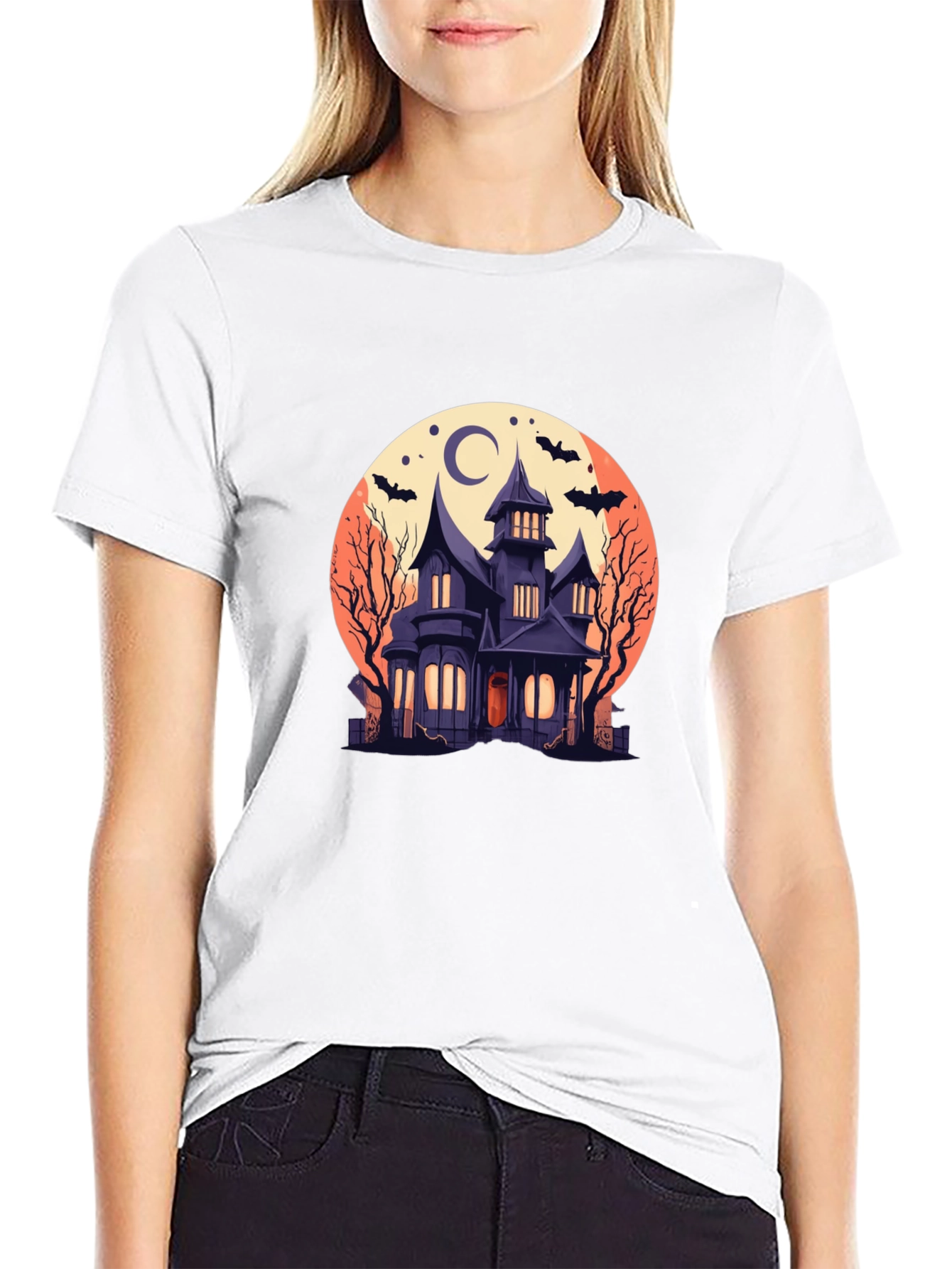 Halloween Haunted House Graphic Tee