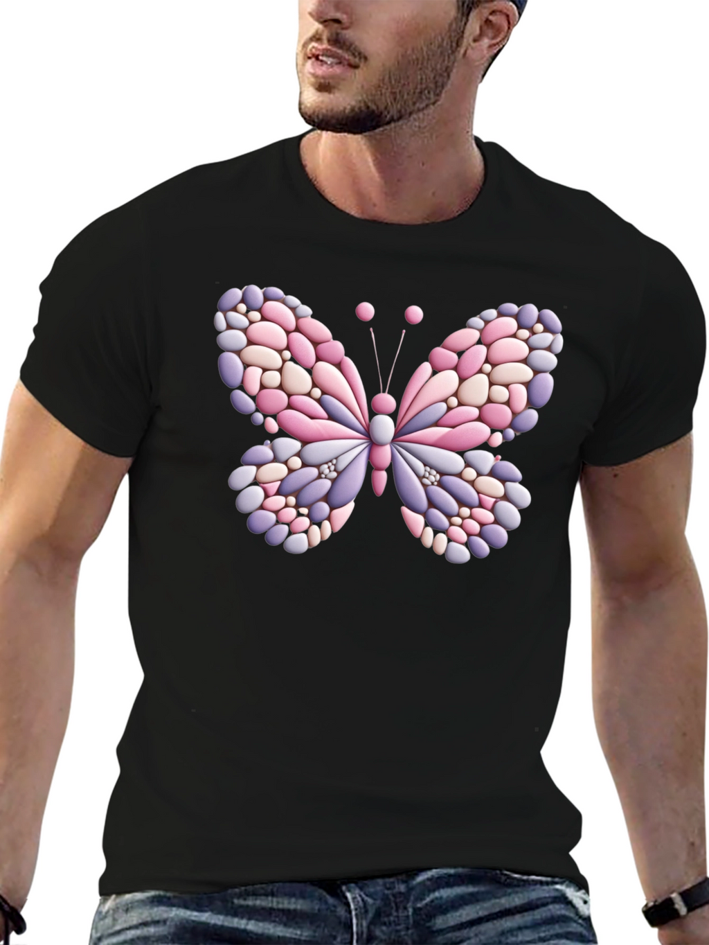 Butterfly Stone Graphic Black T-Shirt