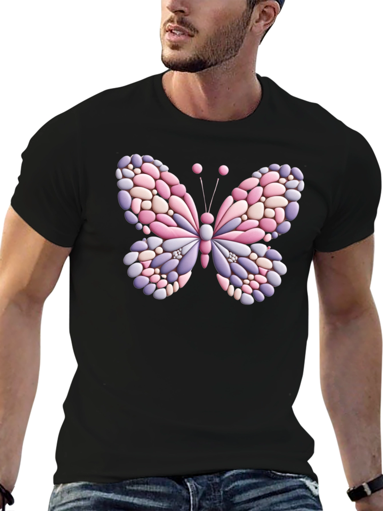 Butterfly Stone Graphic Black T-Shirt