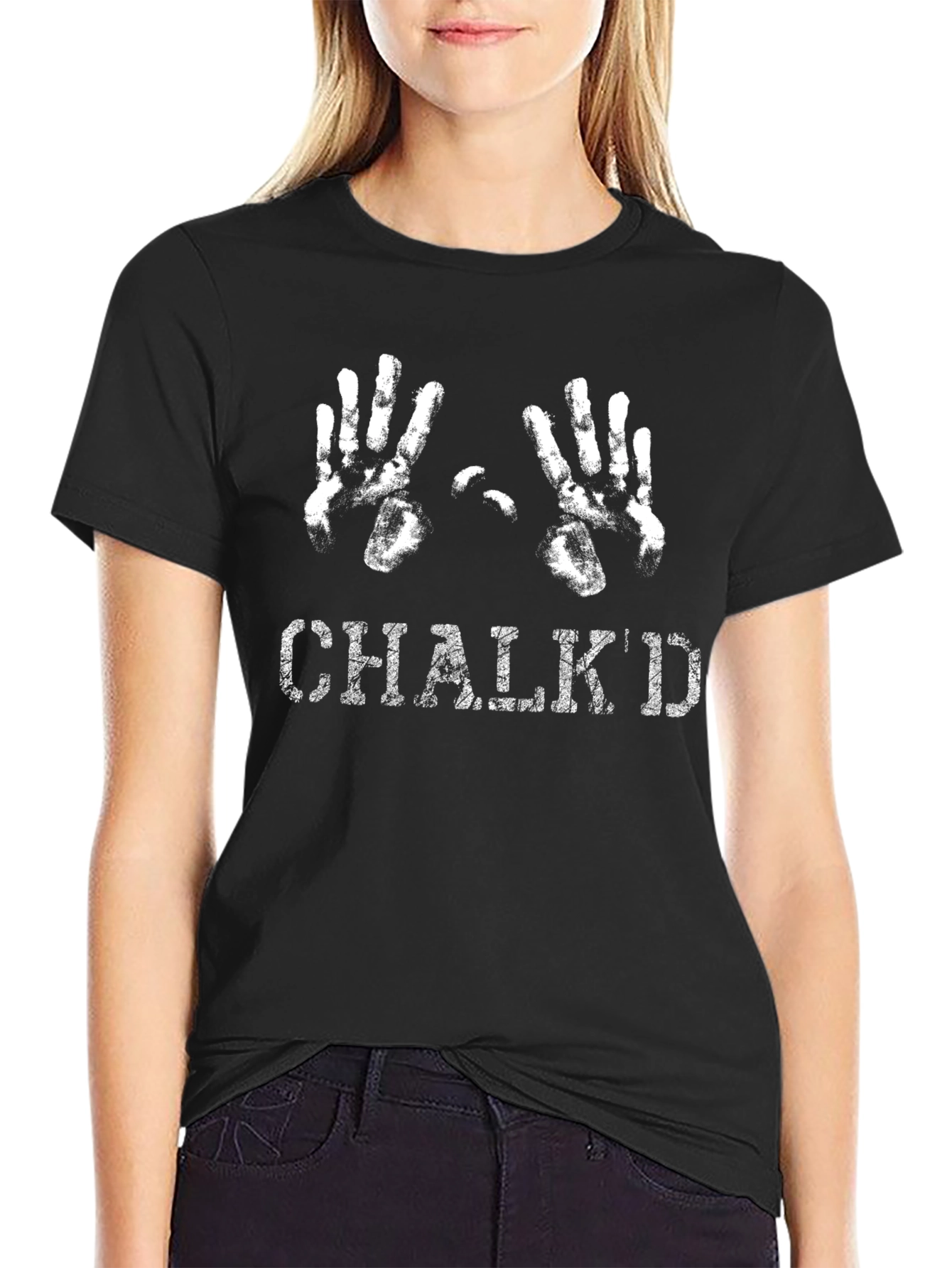 Chalkd Handprint Graphic Tee - Black Cotton T-Shirt