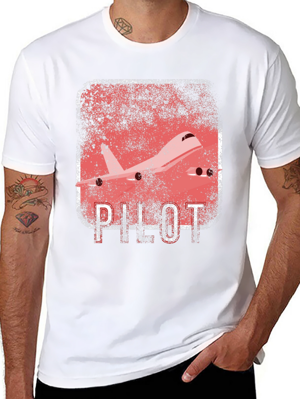 Pilot Airplane Graphic Black T-Shirt