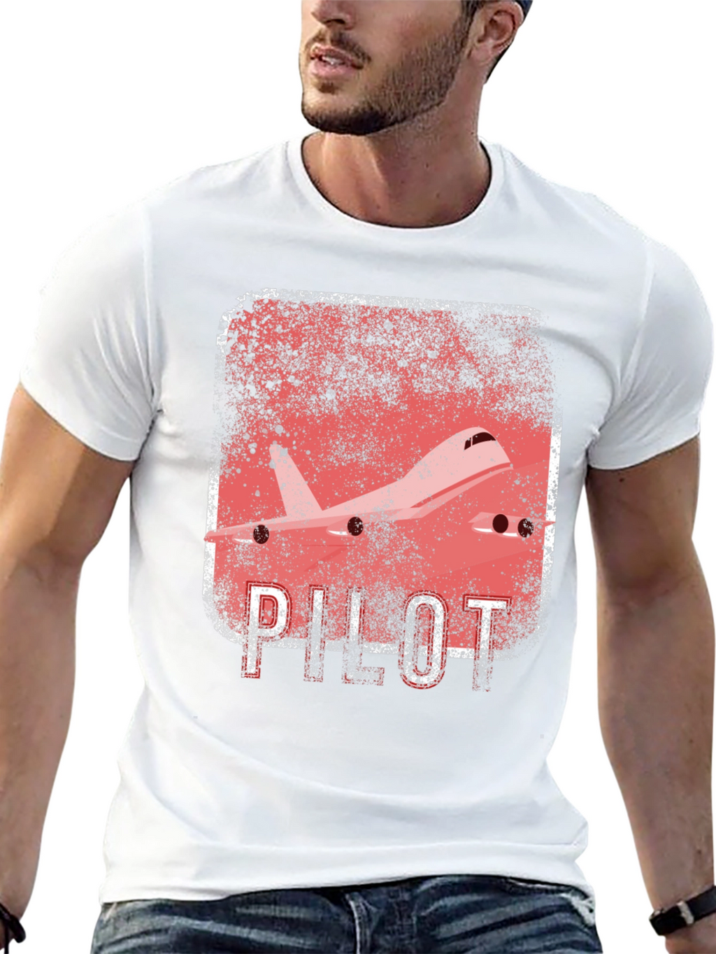 Pilot Airplane Graphic Black T-Shirt