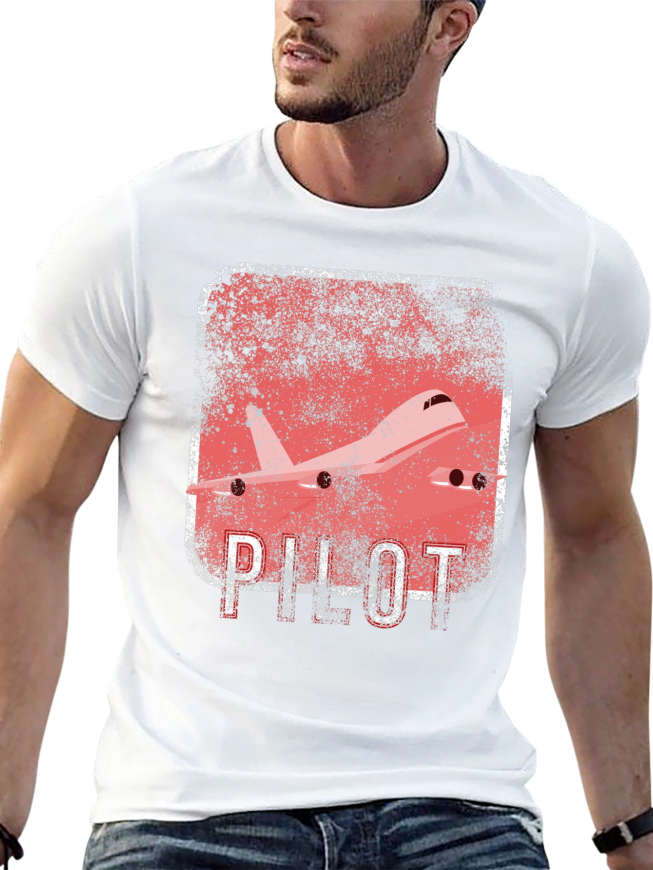 Pilot Airplane Graphic Black T-Shirt