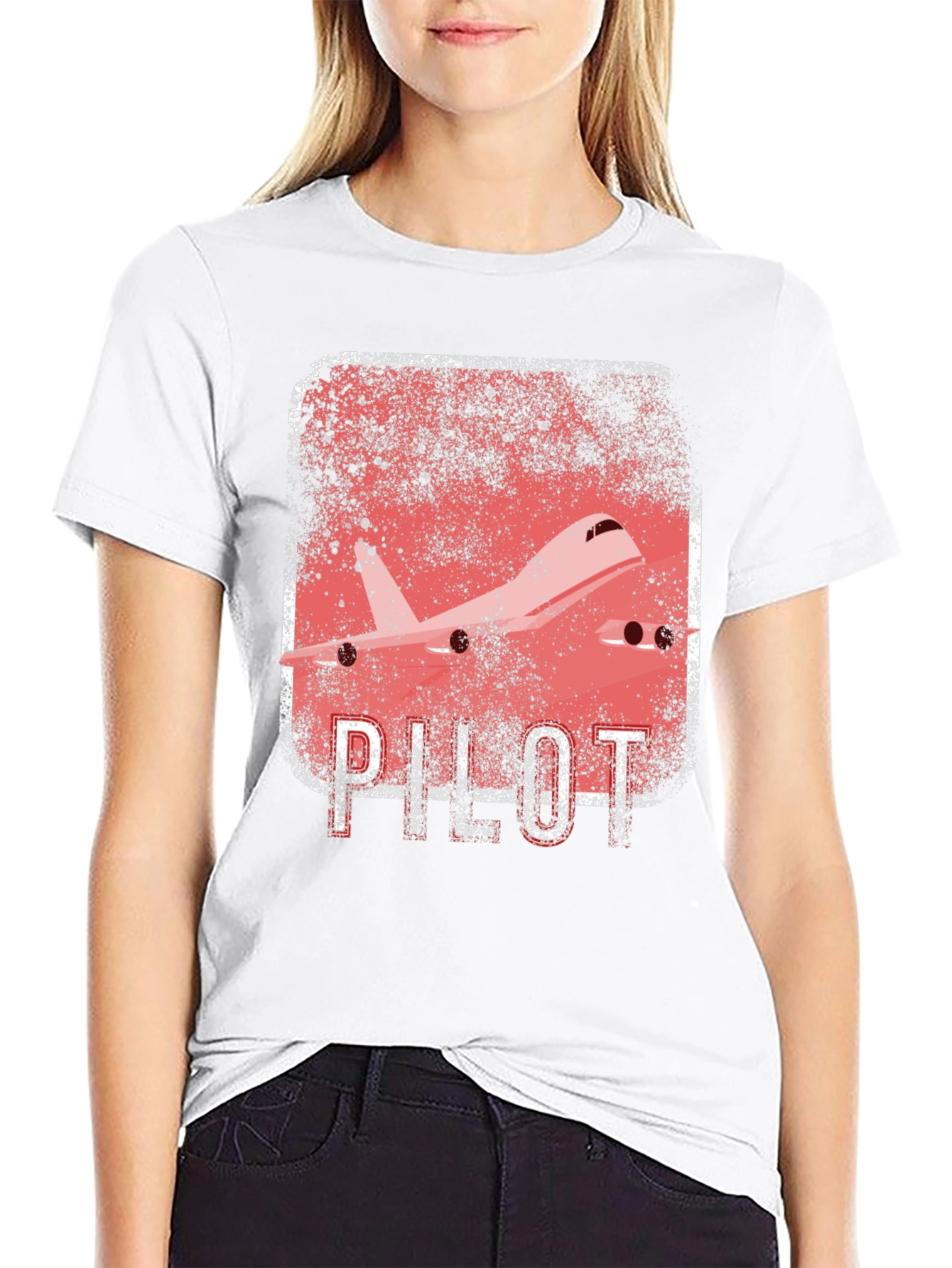 Pilot Airplane Graphic Black T-Shirt