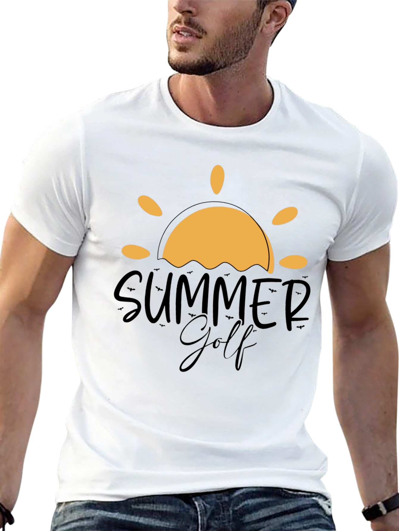 Summer Golf Graphic Tee - Black Cotton Blend