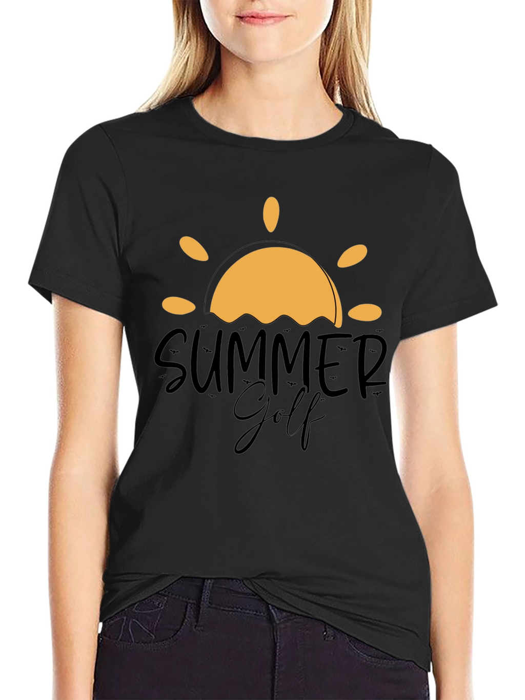 Summer Golf Graphic Tee - Black Cotton Blend