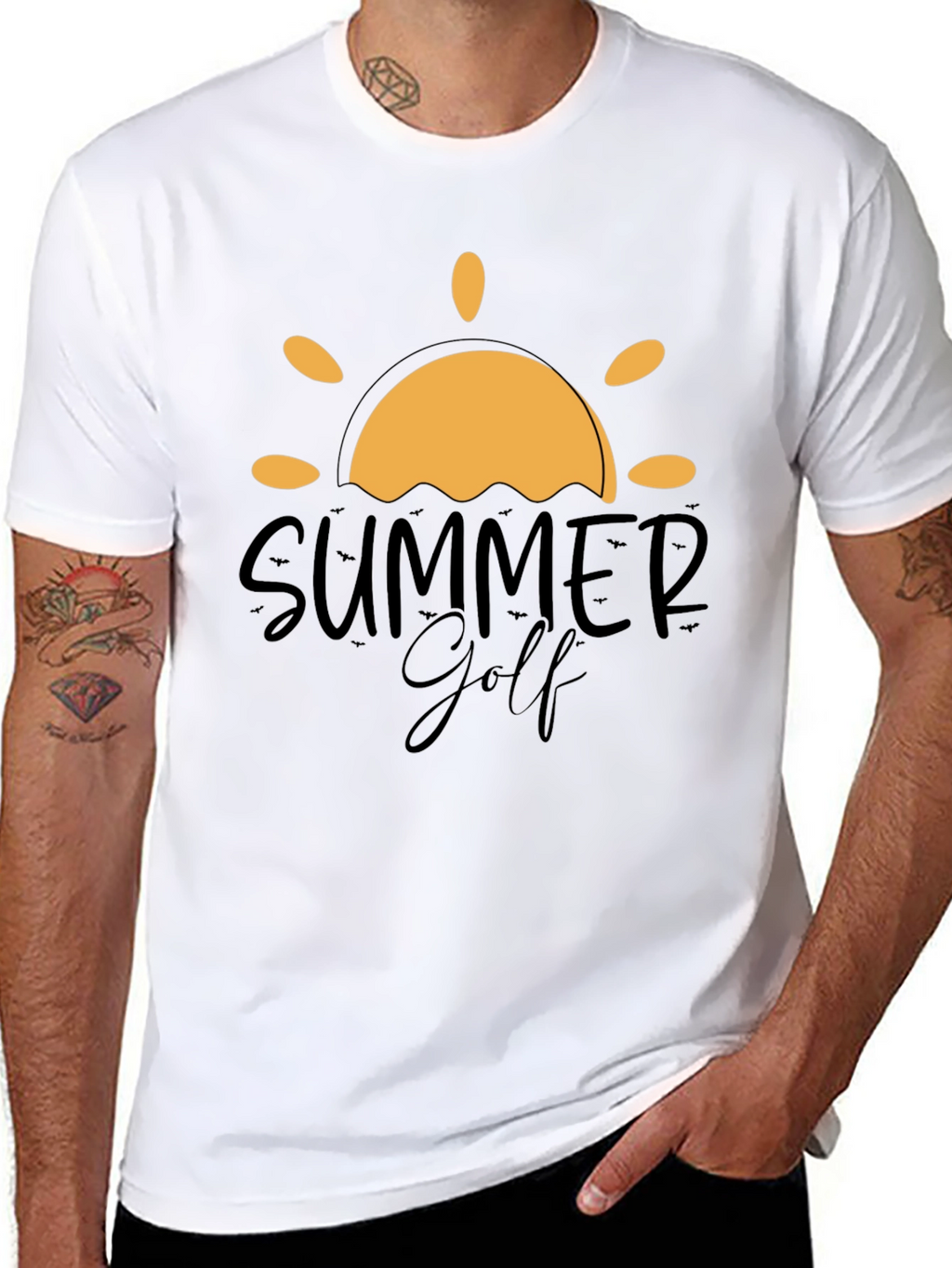 Summer Golf Graphic Tee - Black Cotton Blend