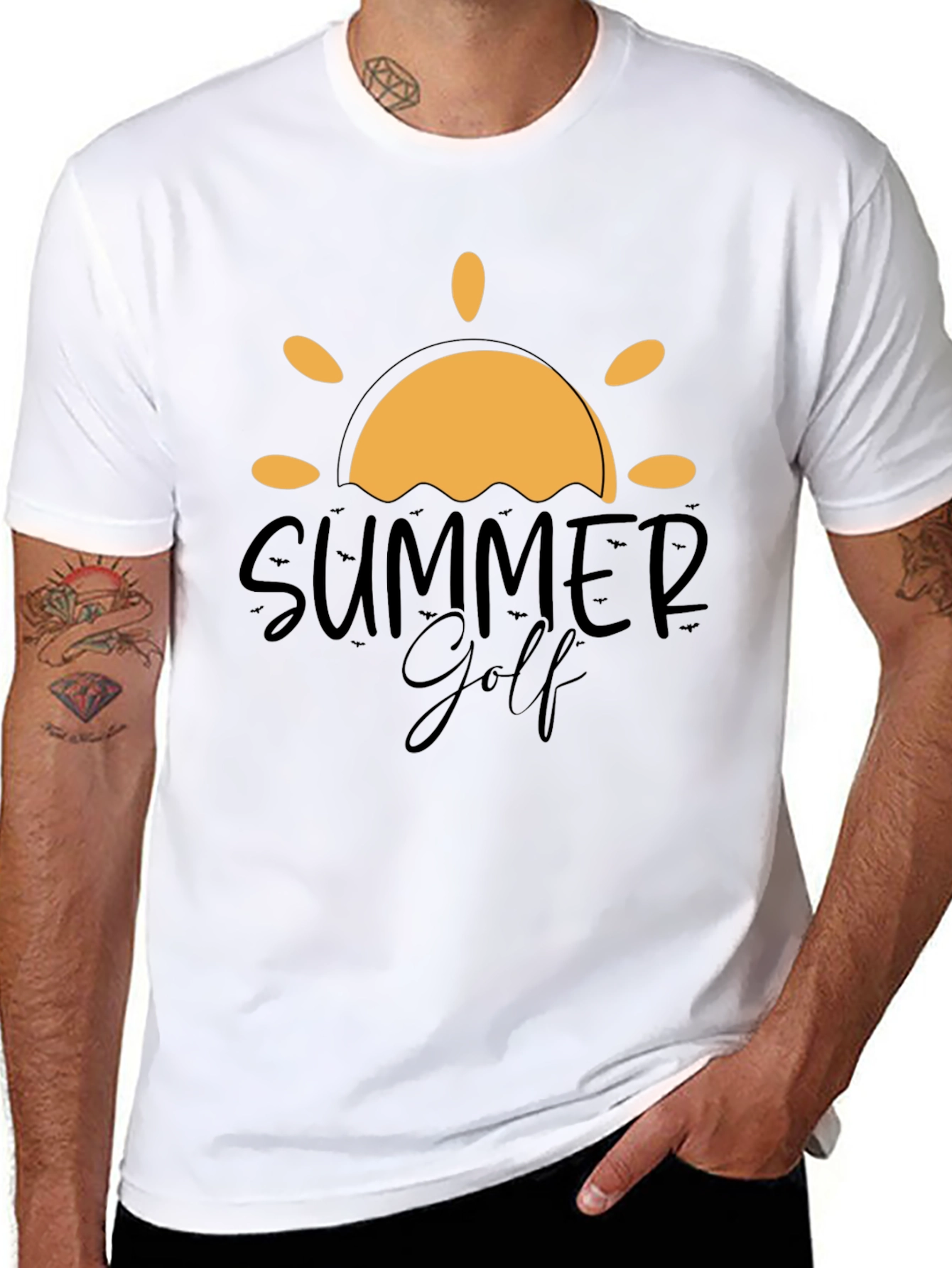 Summer Golf Graphic Tee - Black Cotton Blend