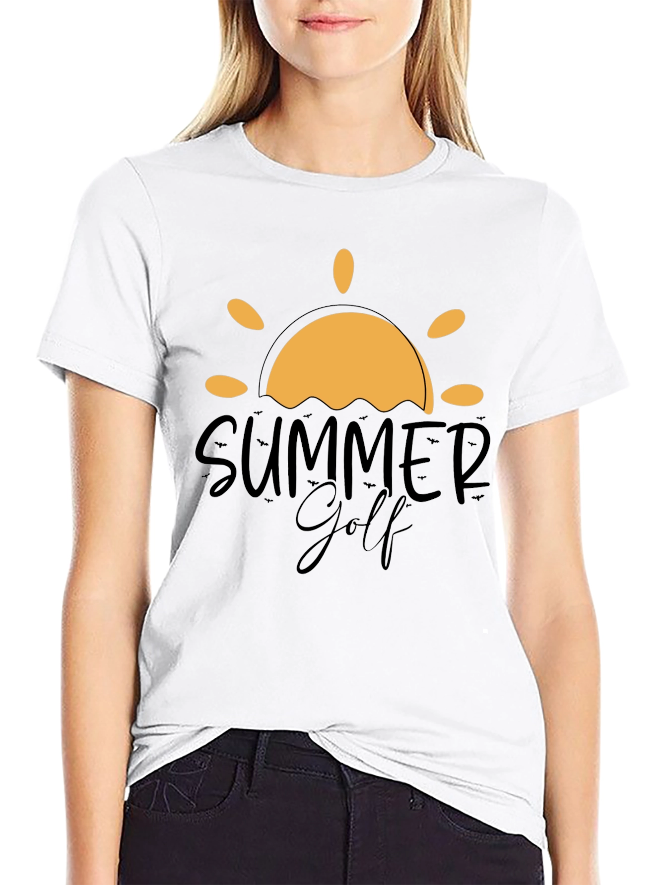 Summer Golf Graphic Tee - Black Cotton Blend