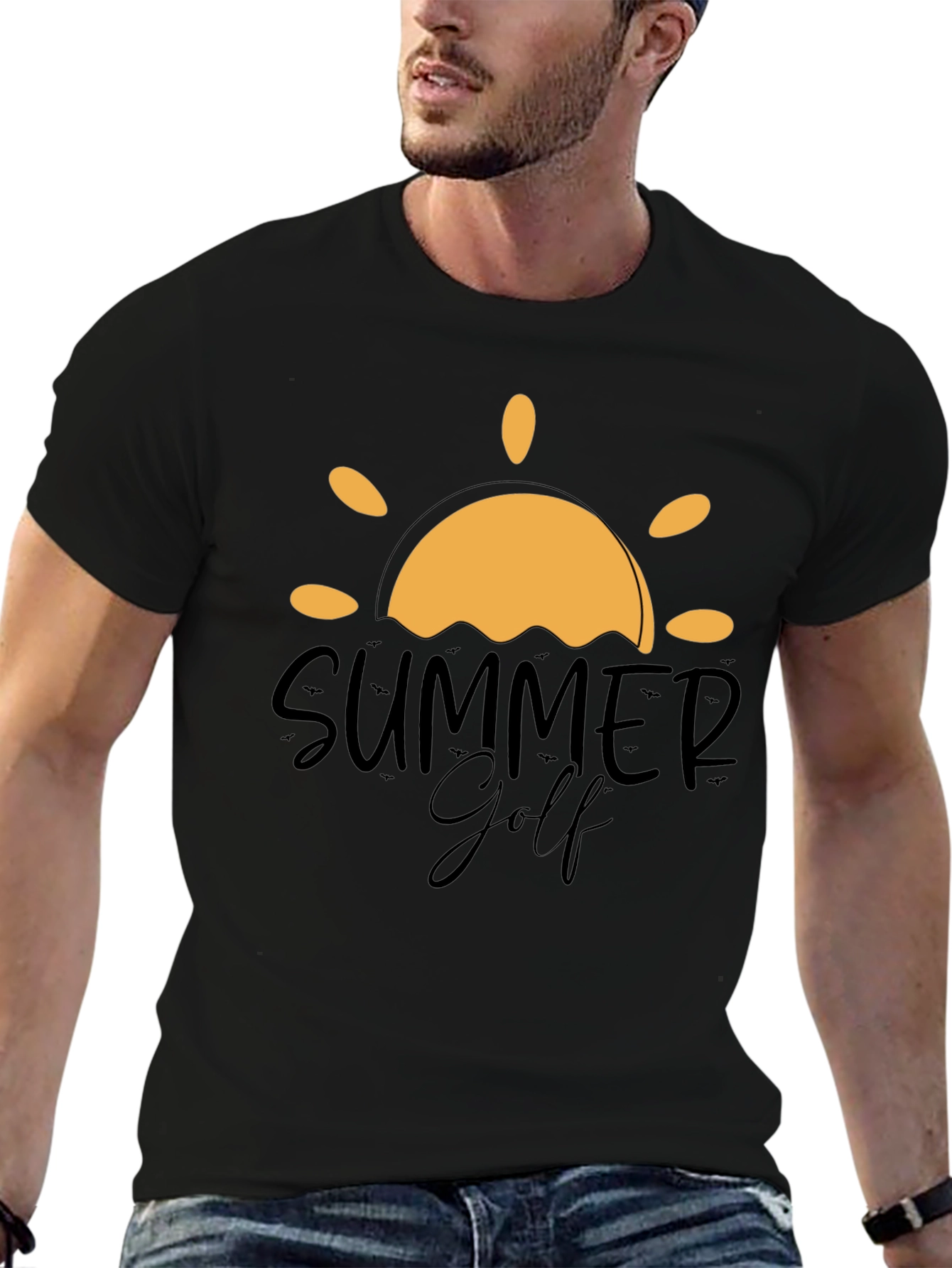 Summer Golf Graphic Tee - Black Cotton Blend