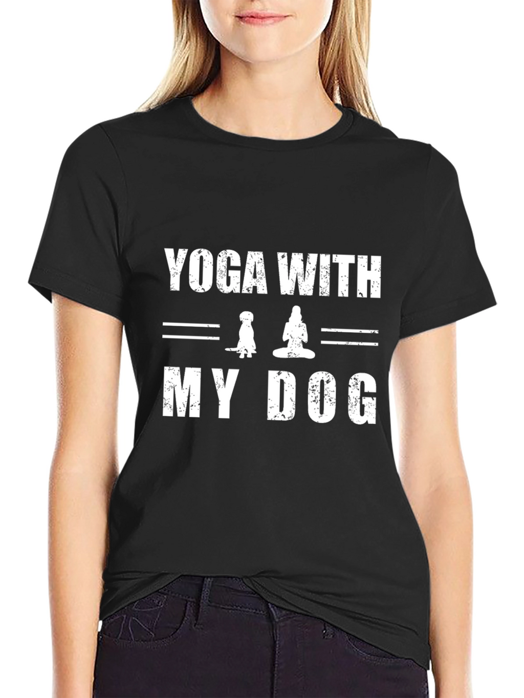 Yoga With My Dog Black T-Shirt