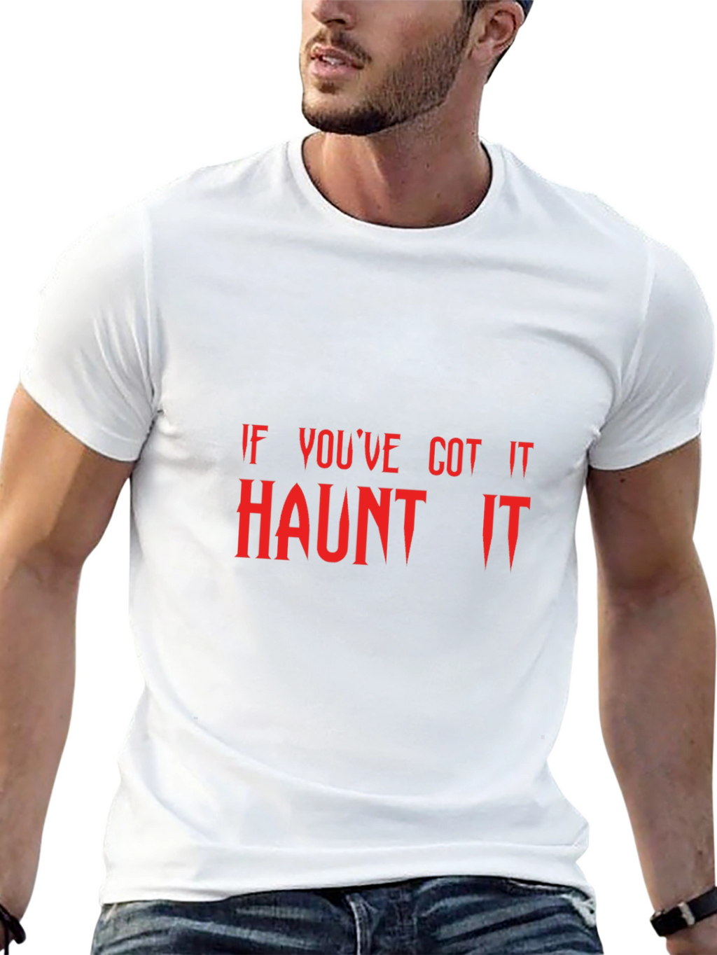 Haunt It Halloween Graphic Tee - Black Cotton T-Shirt