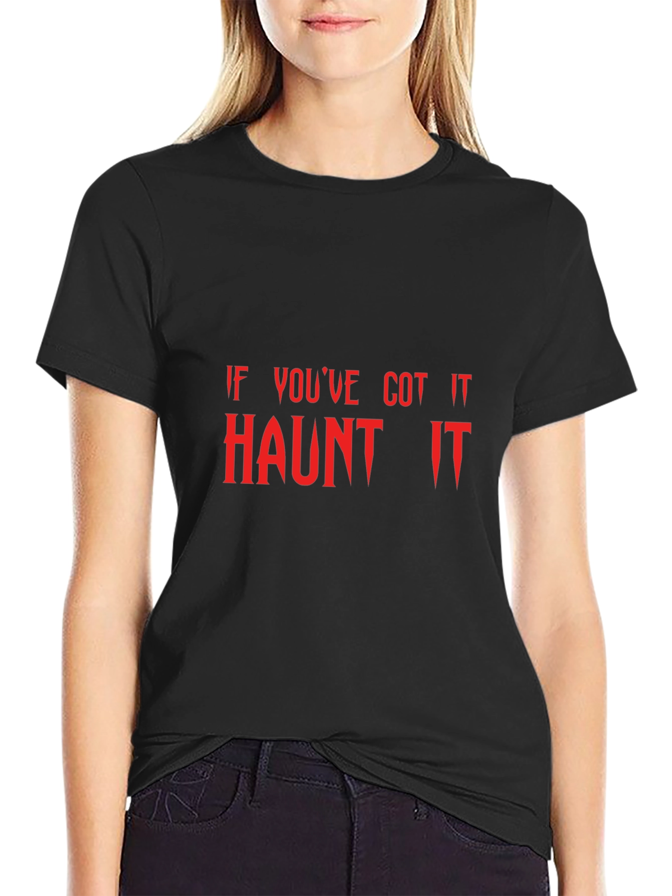 Haunt It Halloween Graphic Tee - Black Cotton T-Shirt