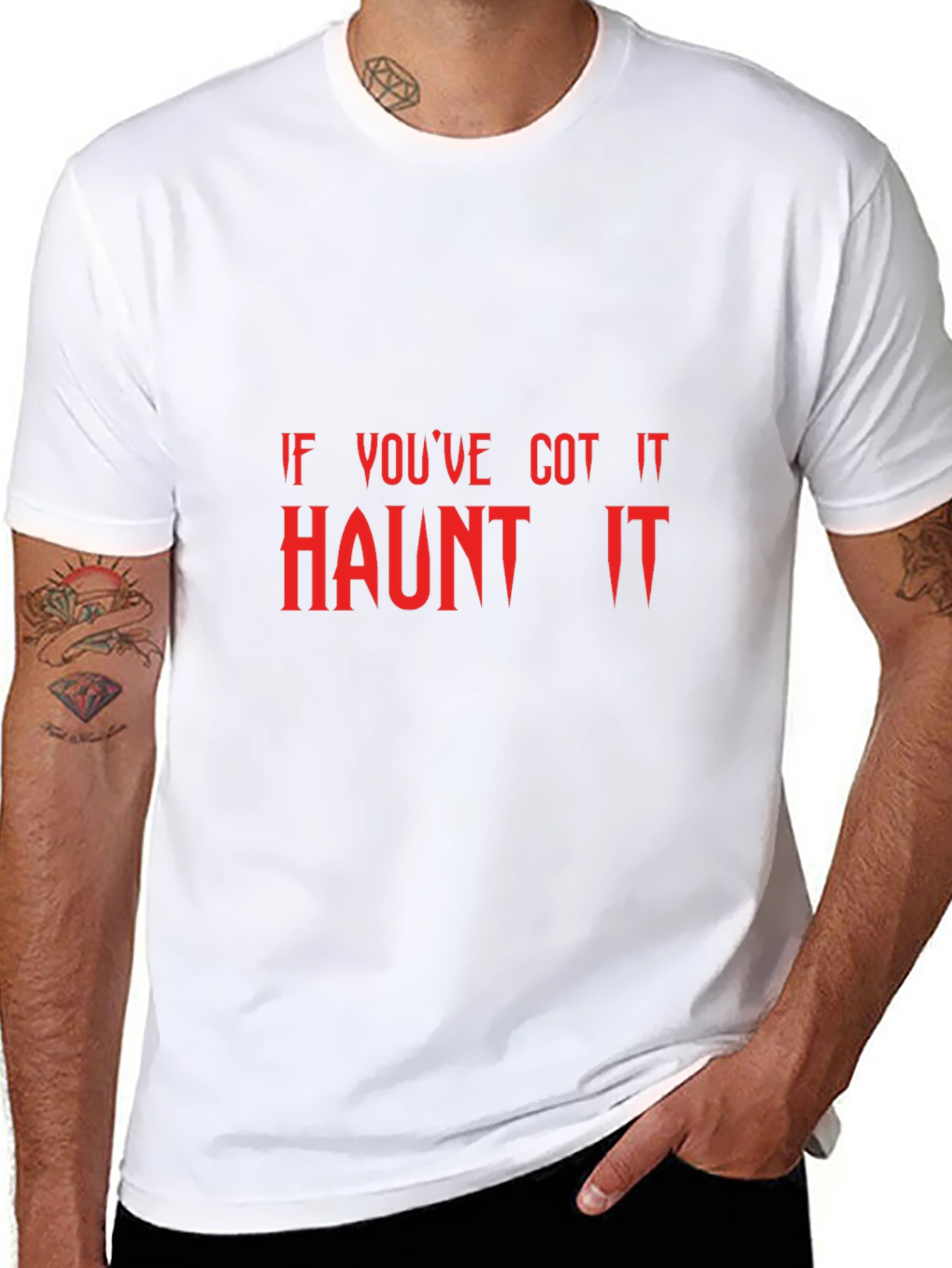 Haunt It Halloween Graphic Tee - Black Cotton T-Shirt
