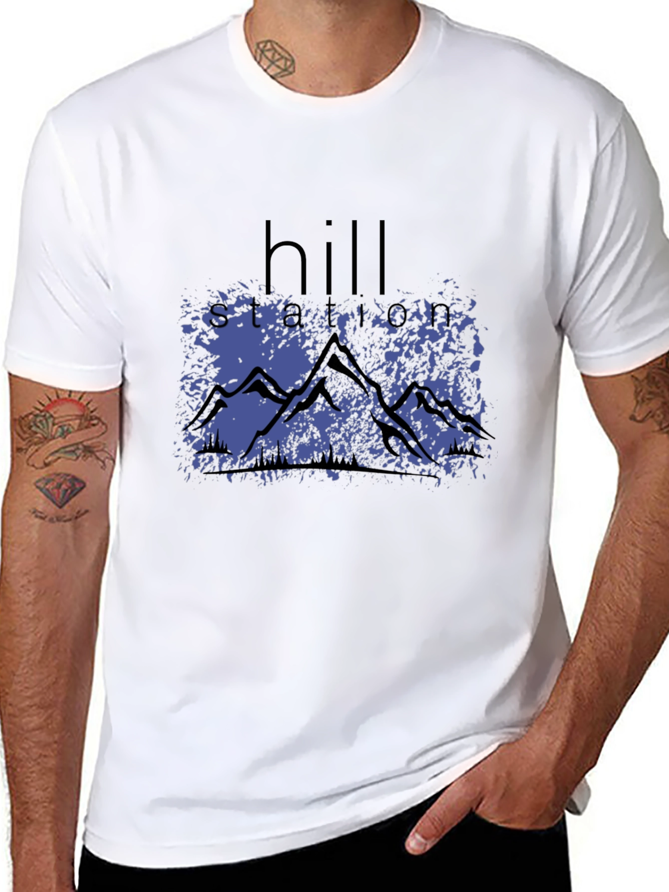 Hill Station Graphic Print Black T-Shirt