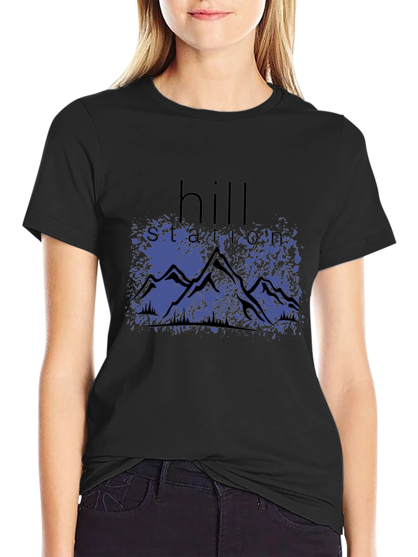 Hill Station Graphic Print Black T-Shirt