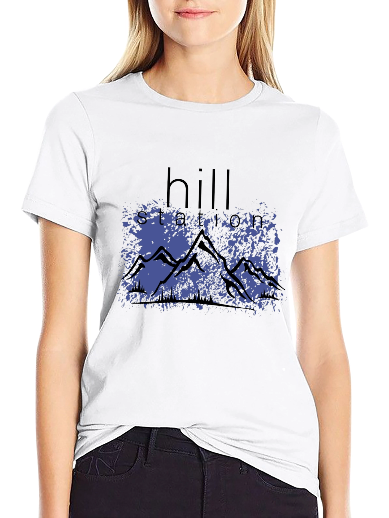 Hill Station Graphic Print Black T-Shirt