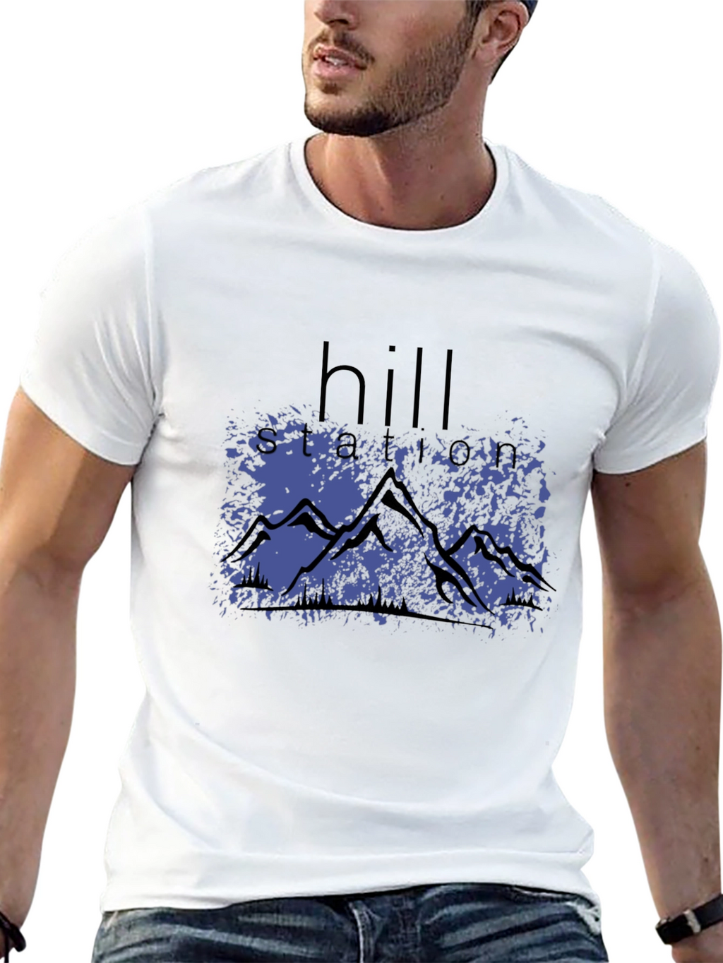 Hill Station Graphic Print Black T-Shirt