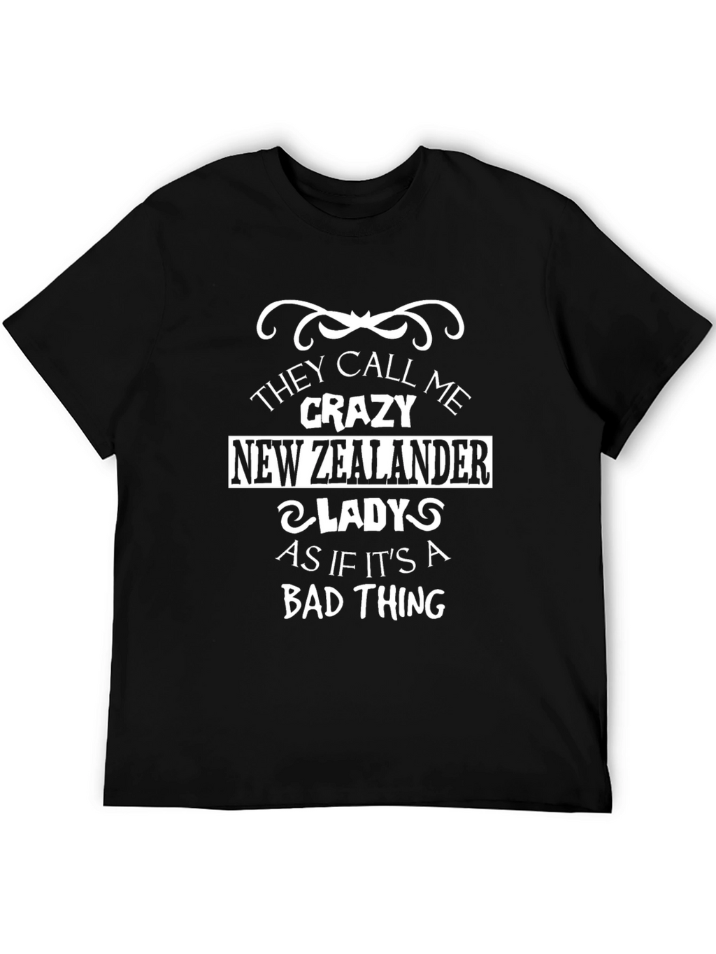 Crazy New Zealander Lady Black Graphic Tee