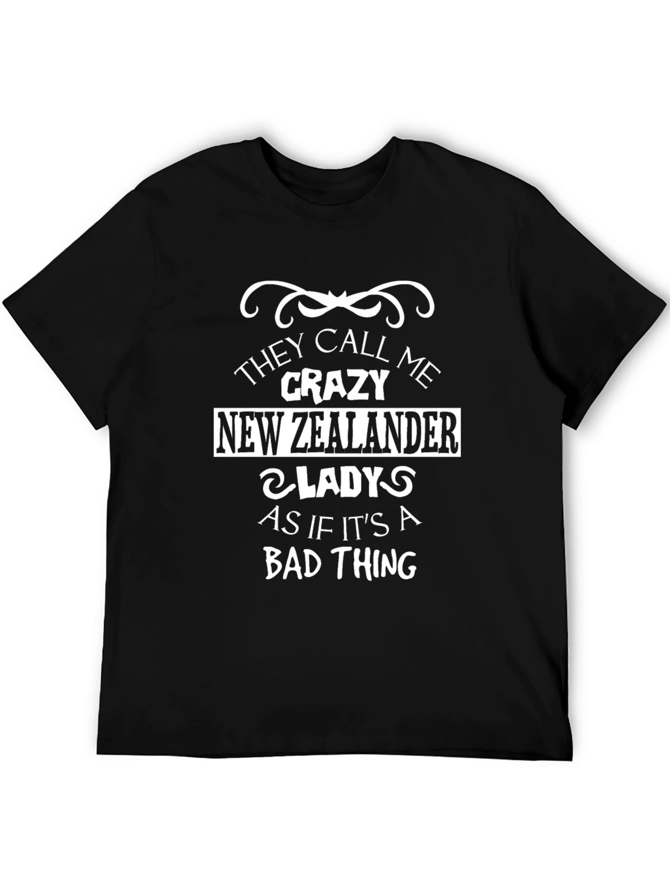 Crazy New Zealander Lady Black Graphic Tee
