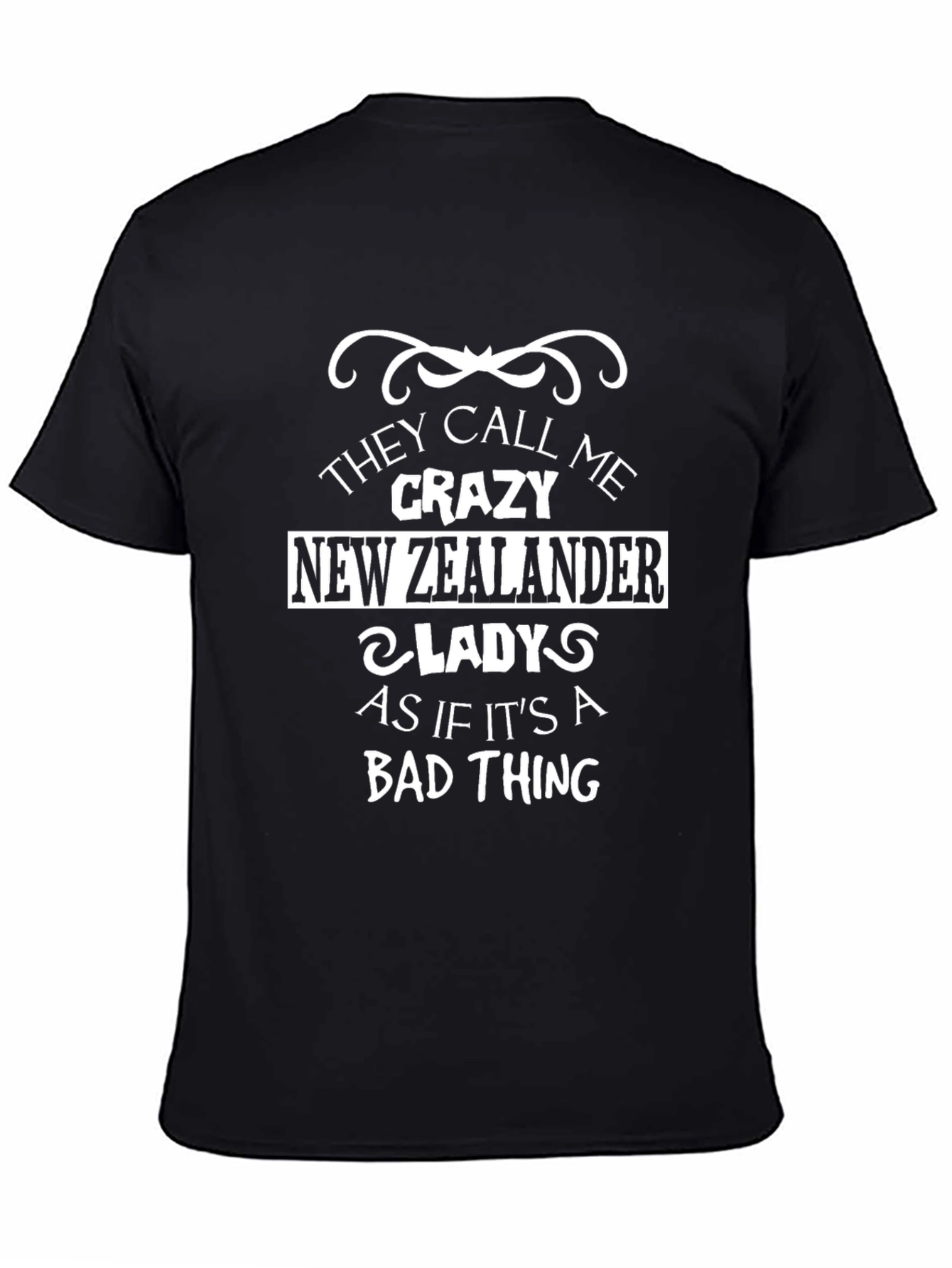 Crazy New Zealander Lady Black Graphic Tee