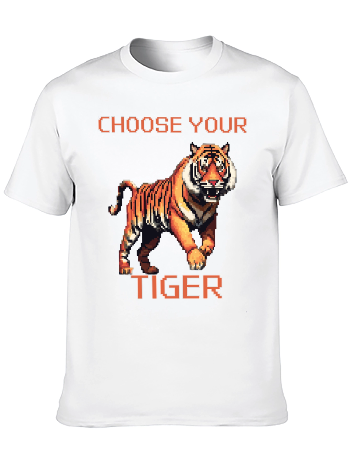 Choose Your Tiger Graphic Tee - Retro 8-Bit Style