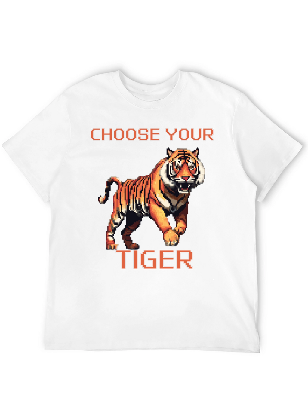 Choose Your Tiger Graphic Tee - Retro 8-Bit Style