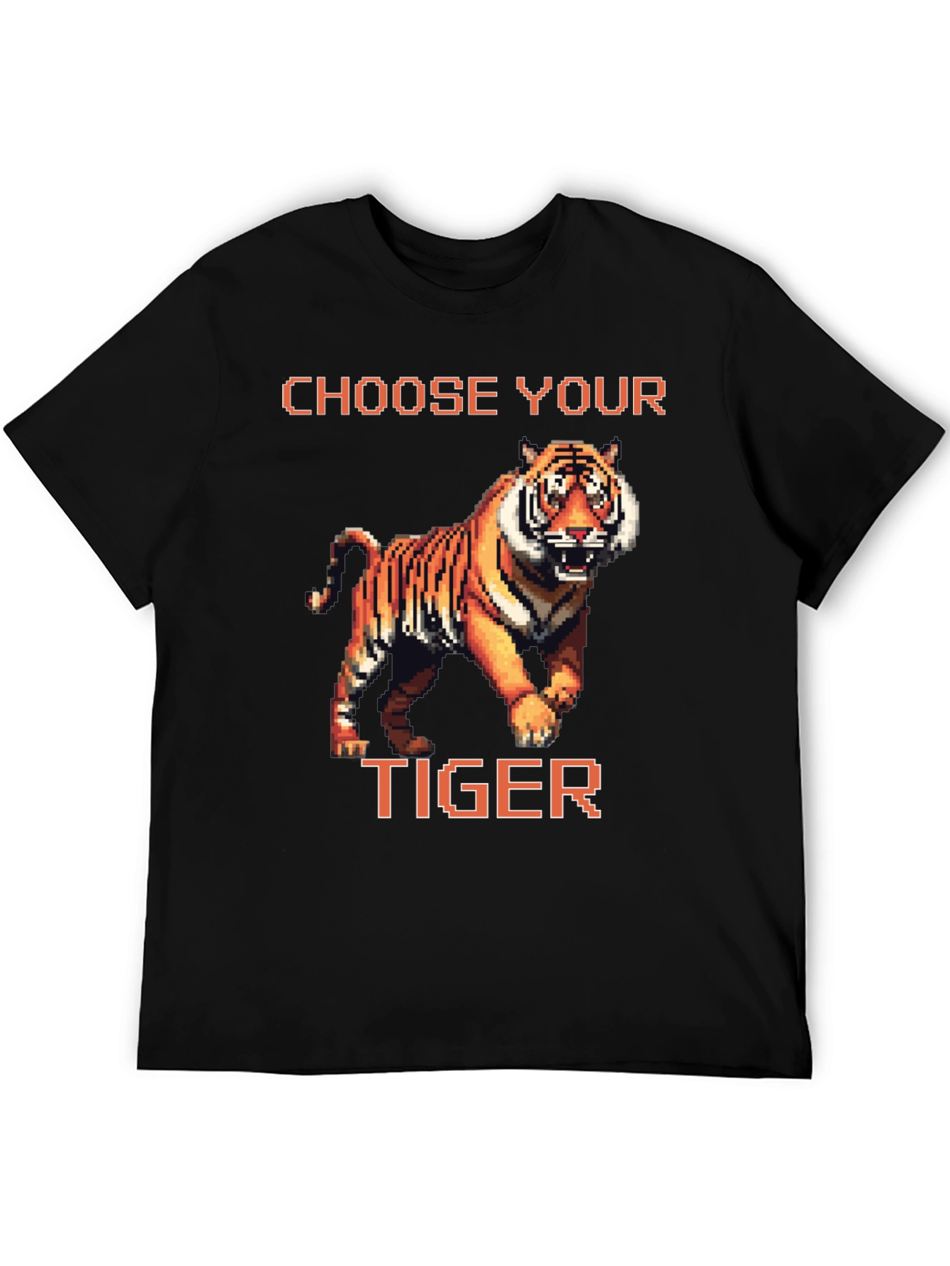 Choose Your Tiger Graphic Tee - Retro 8-Bit Style