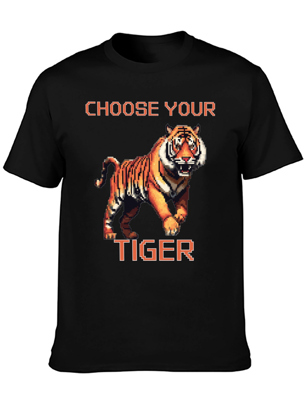 Choose Your Tiger Graphic Tee - Retro 8-Bit Style