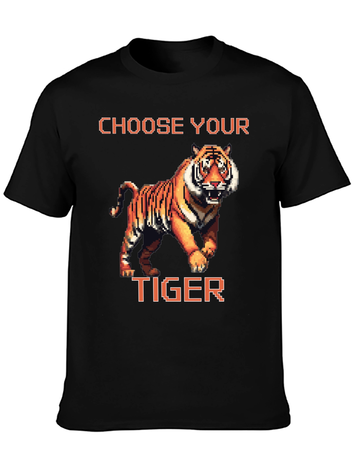 Choose Your Tiger Graphic Tee - Retro 8-Bit Style