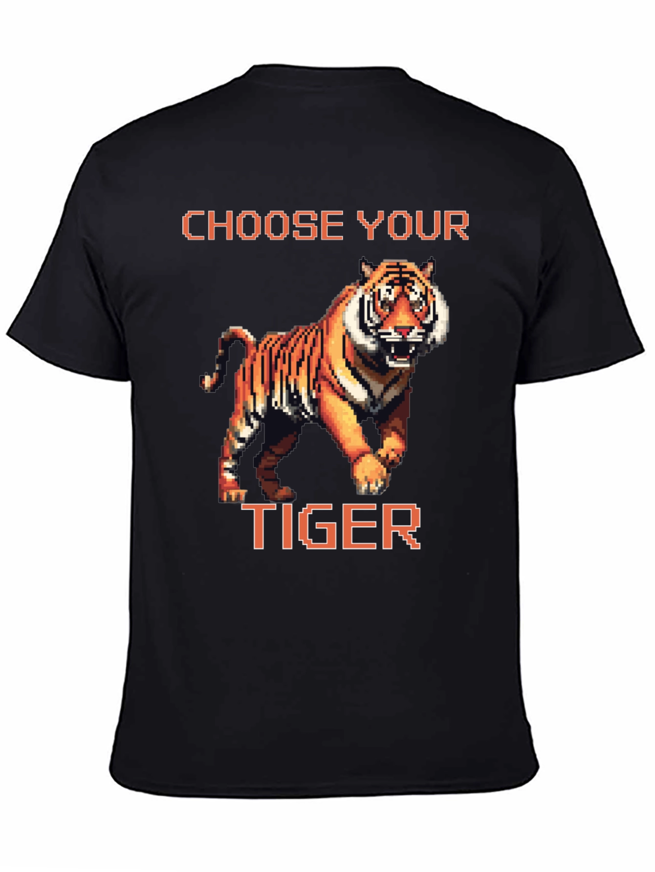 Choose Your Tiger Graphic Tee - Retro 8-Bit Style