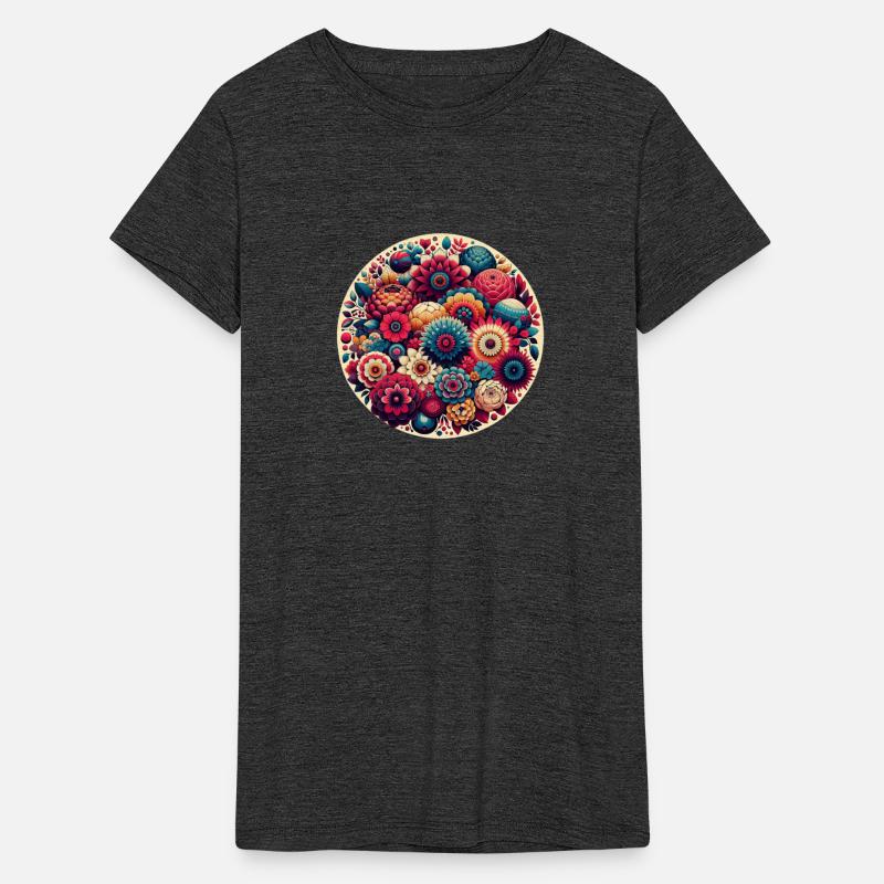 Floral Circle: Red & Blue Gradient Beauty