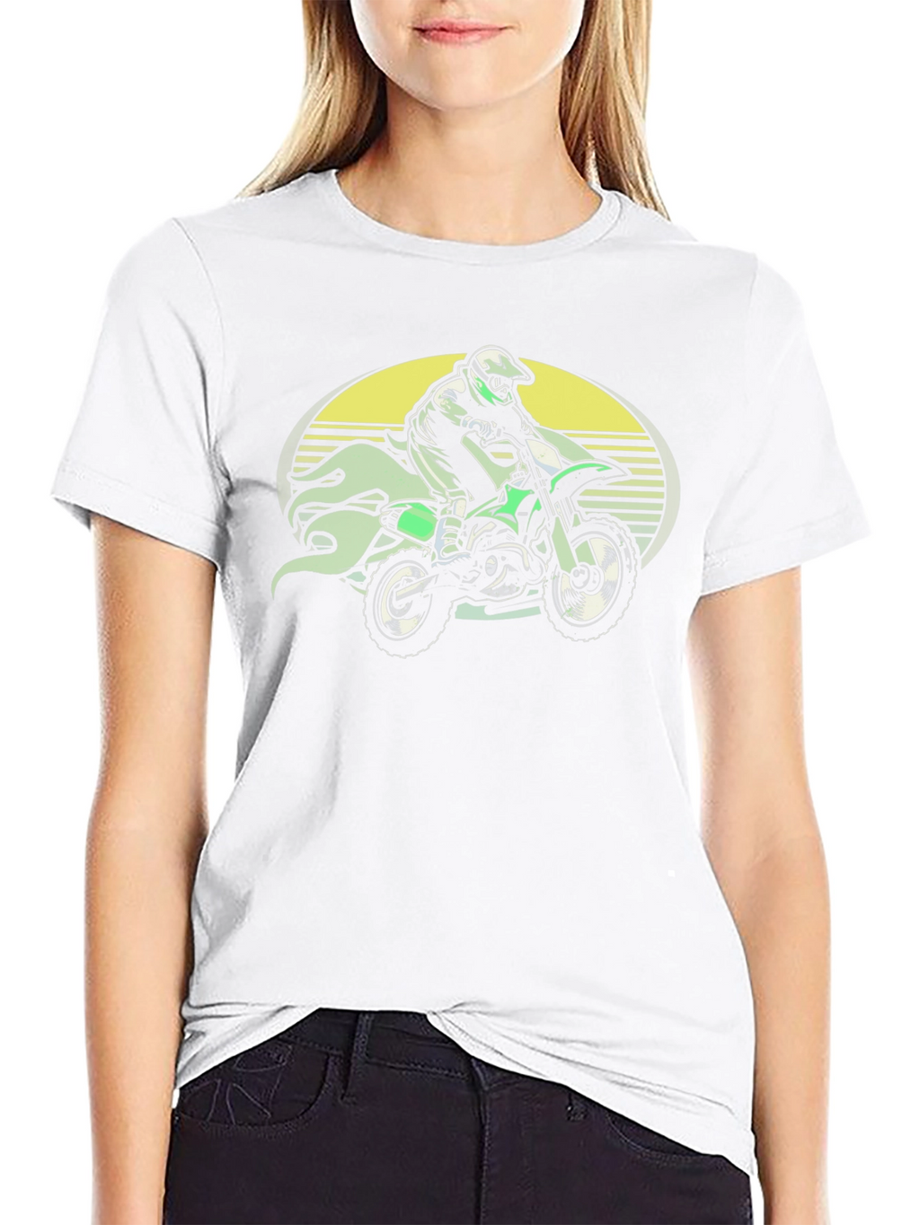 Green Motorbike Rider Graphic Tee