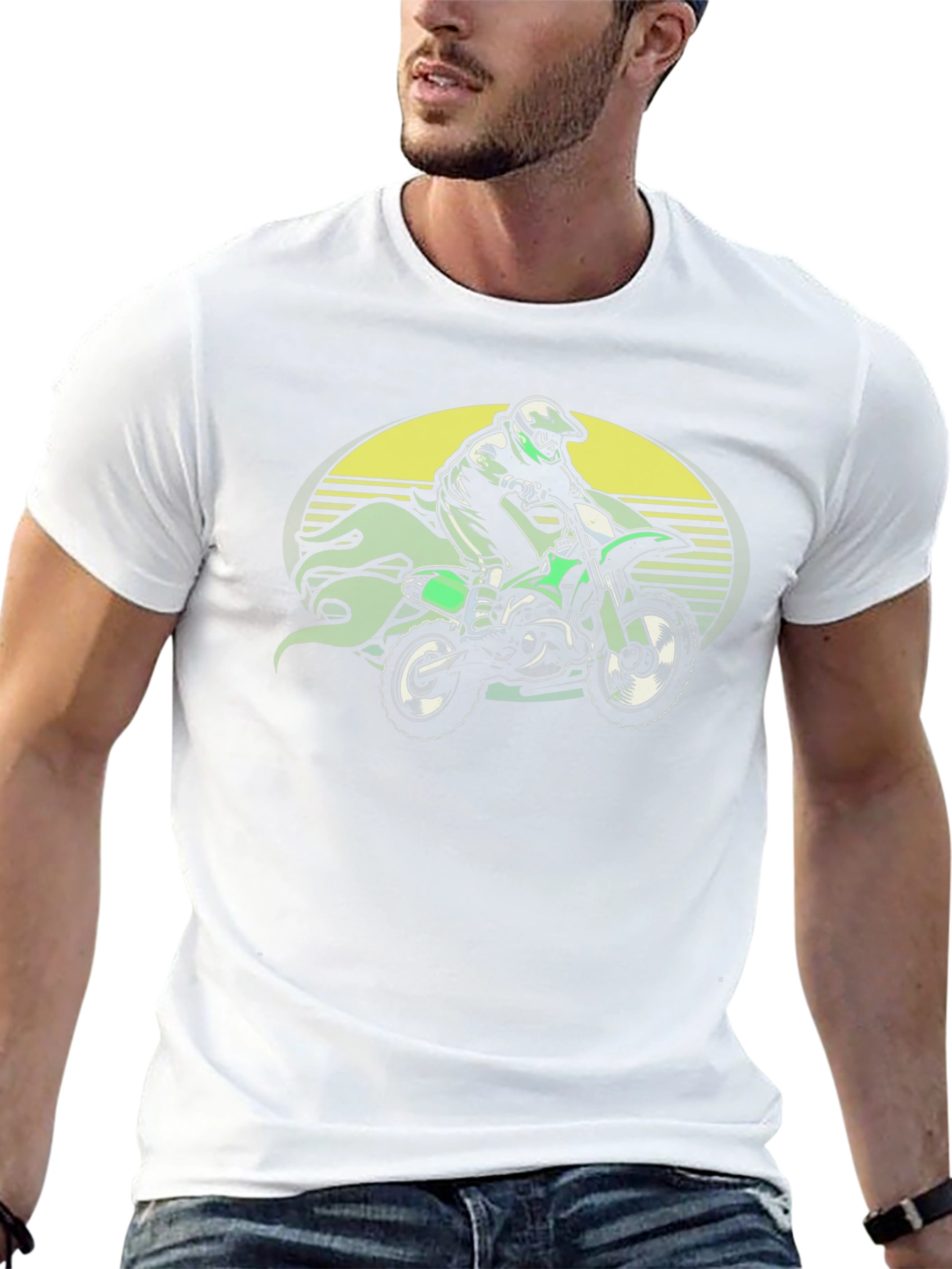 Green Motorbike Rider Graphic Tee