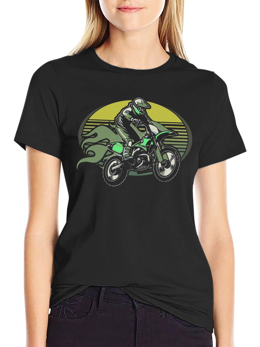 Green Motorbike Rider Graphic Tee