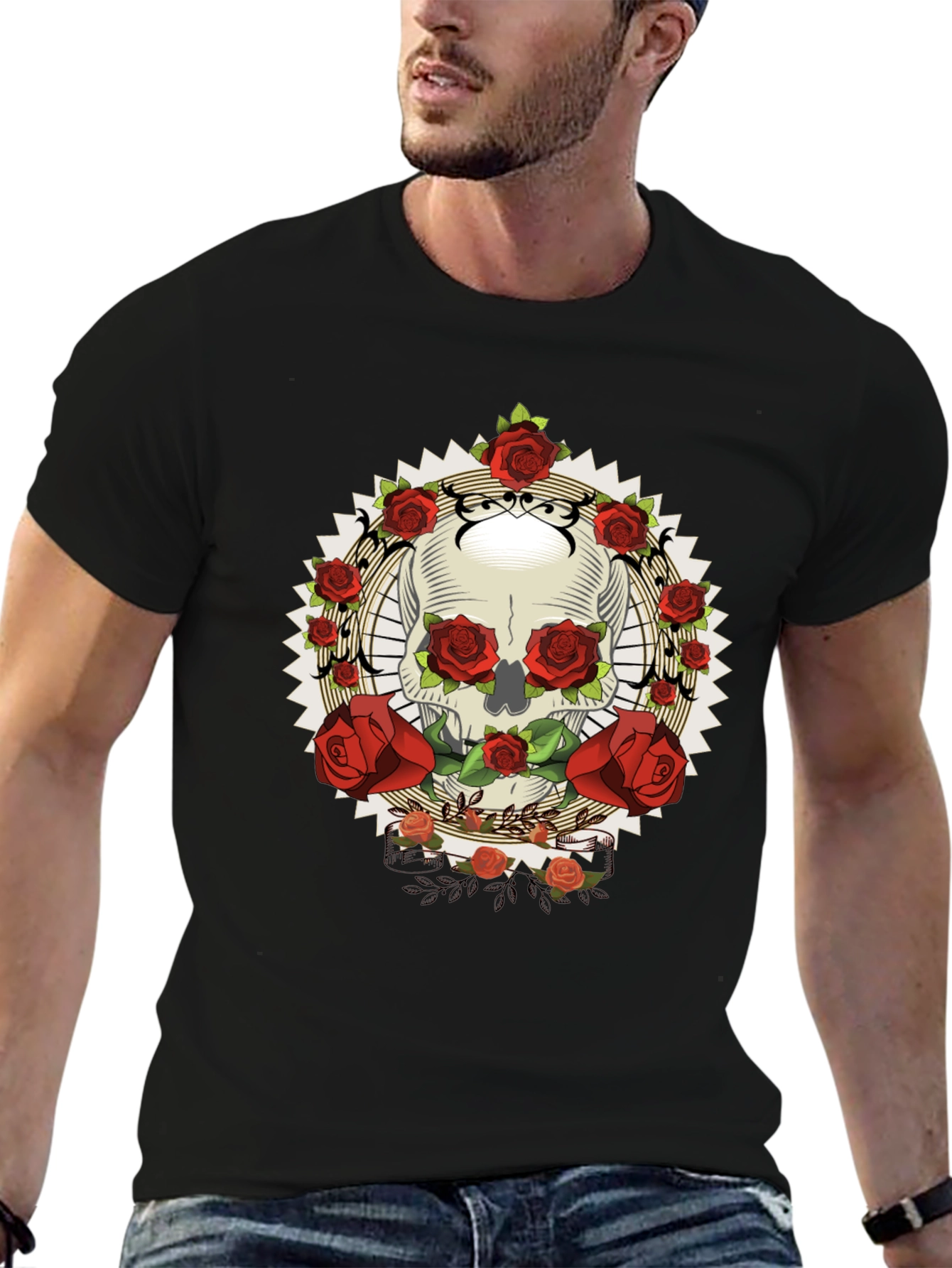 Skull & Roses Graphic Tee - Rocker Style