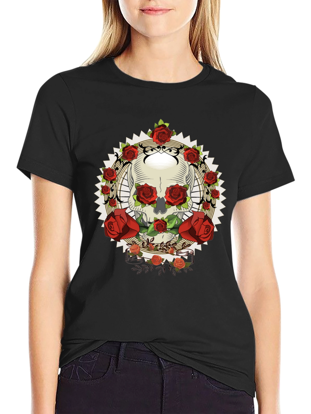 Skull & Roses Graphic Tee - Rocker Style