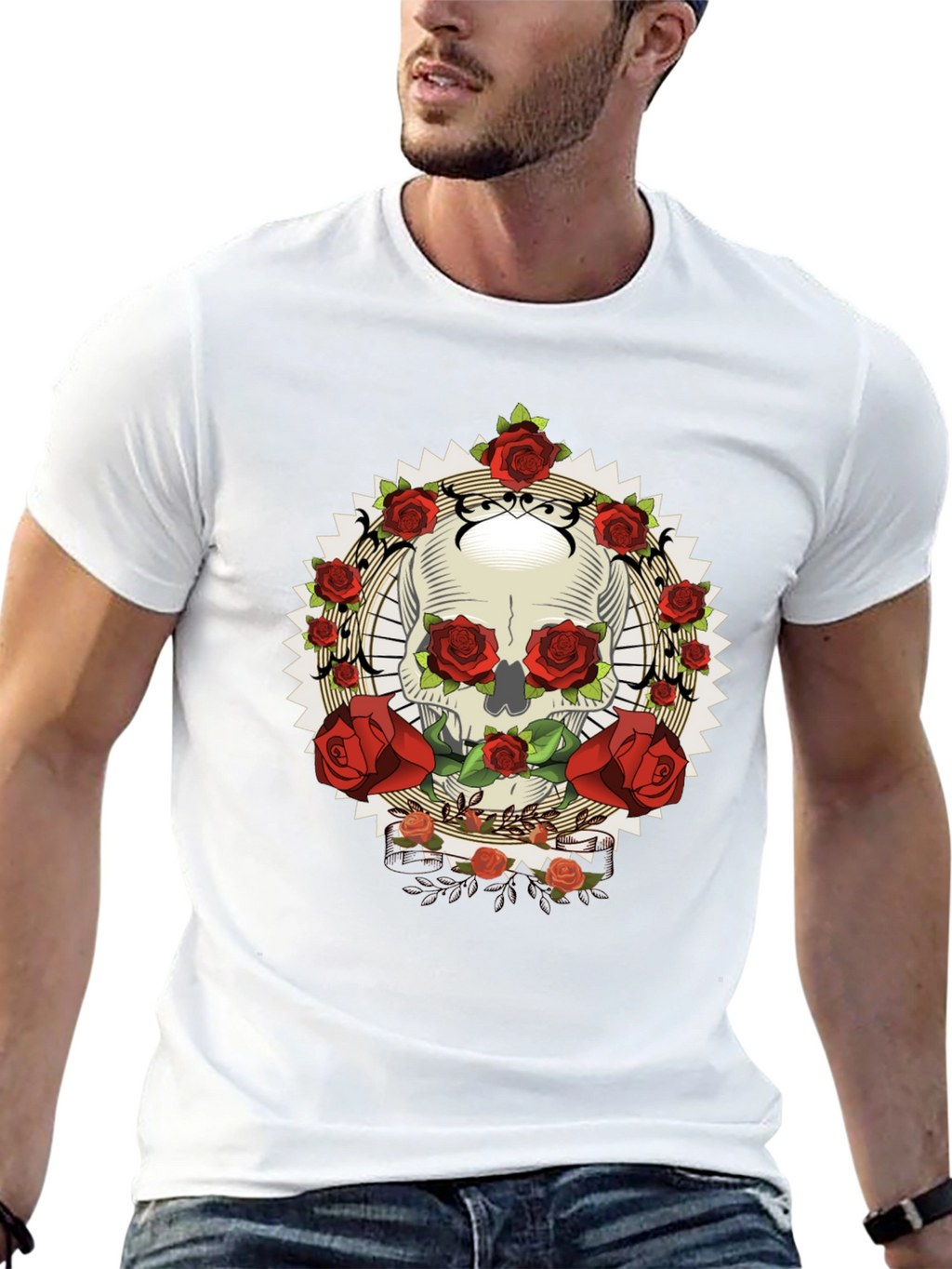 Skull & Roses Graphic Tee - Rocker Style